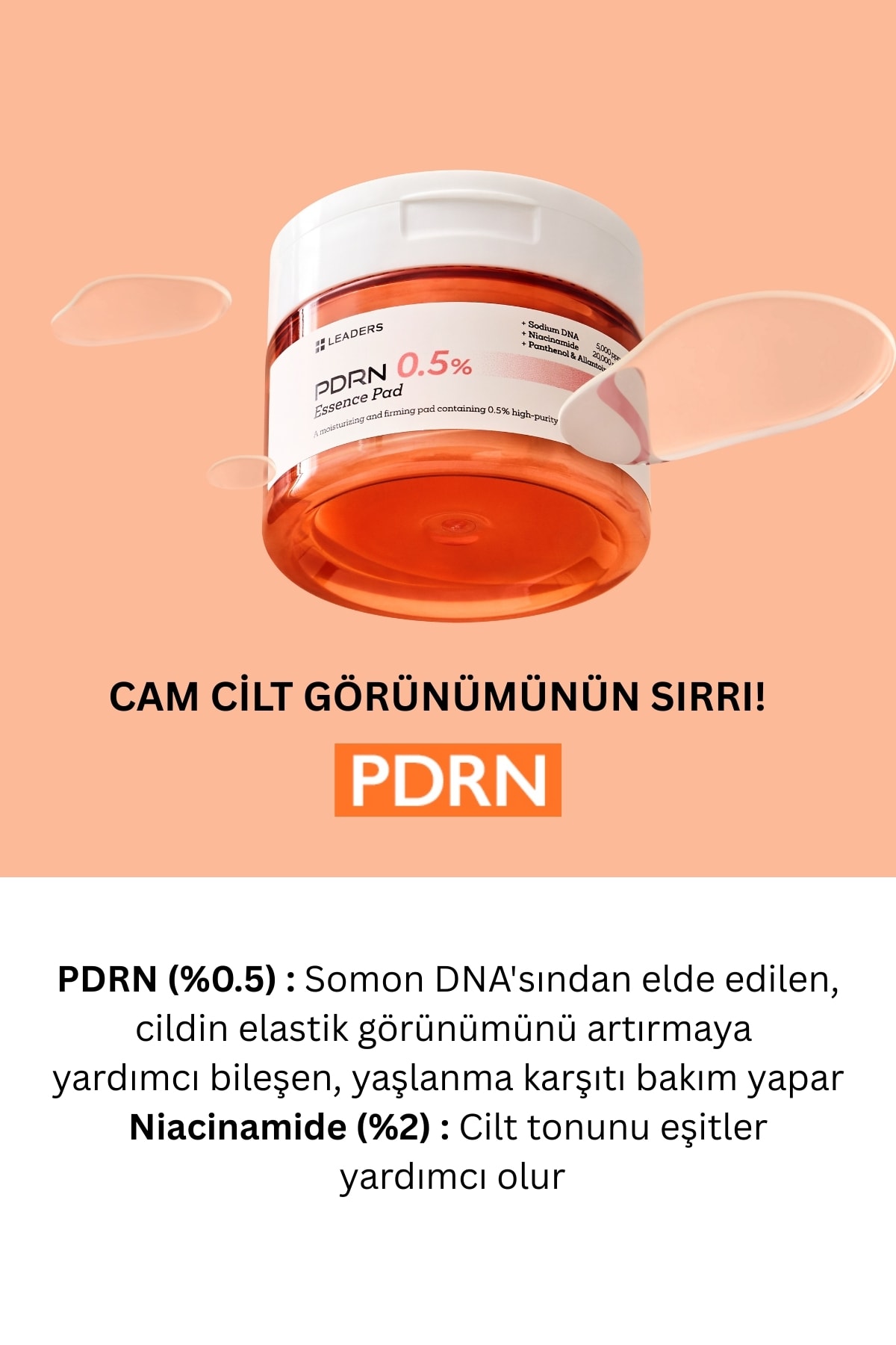 PDRN (Somon DNA'SI) İçerikli Yoğun Onarıcı Yaşlanma Karşıtı Yüz Temizleme Pedi 70 ADET