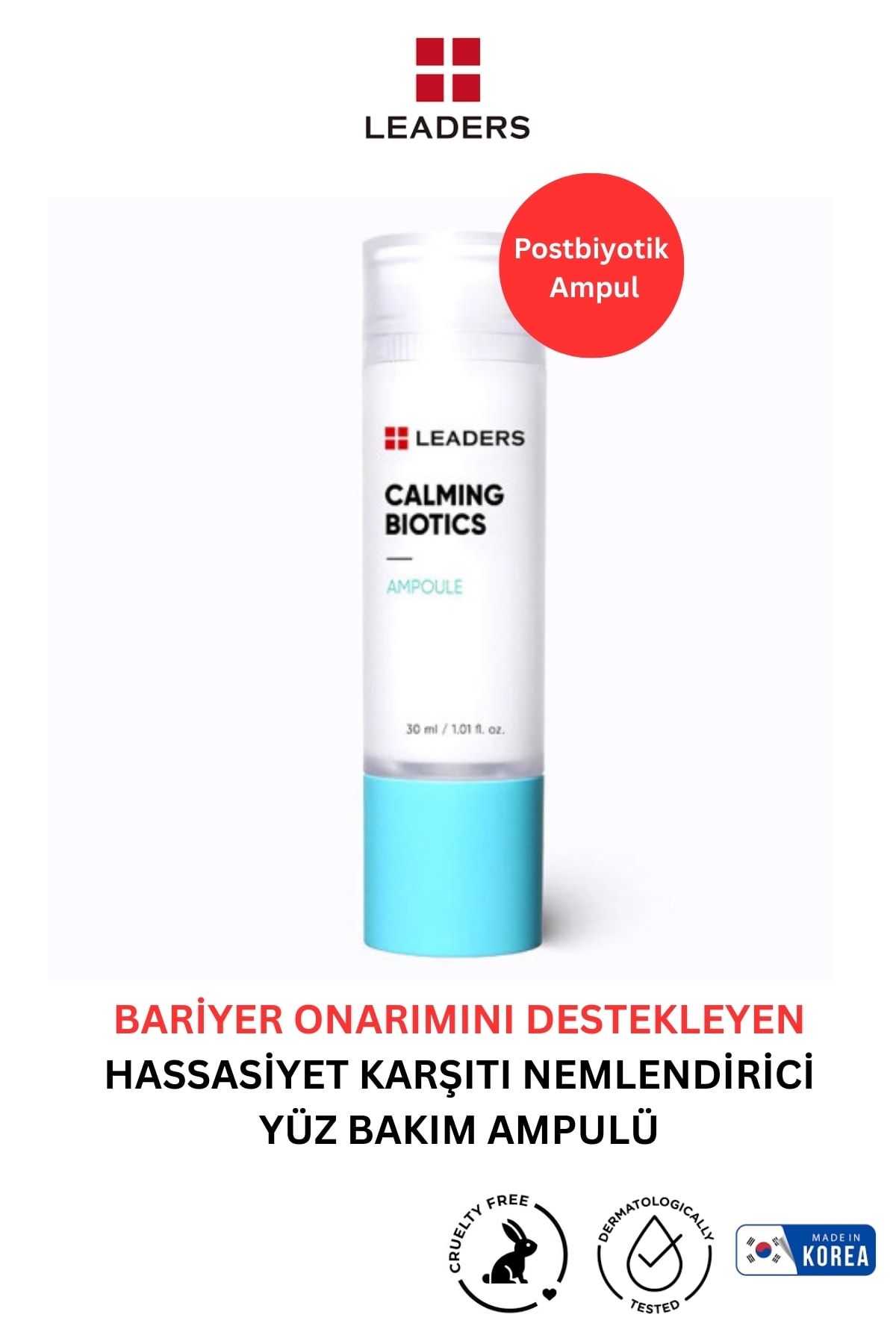 Cilt Bariyer Onarımını Destekleyen Yatıştırıcı ve Nemlendirici Yüz Bakım Ampulü 30ml