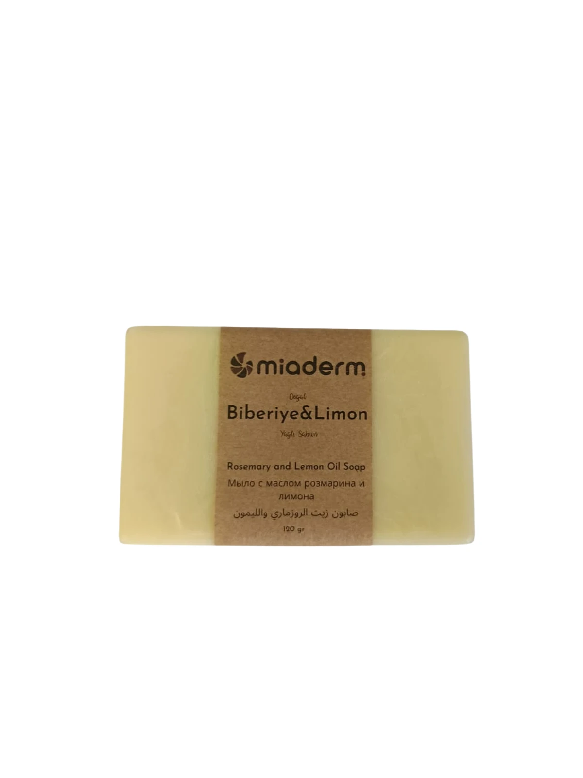 Miaderm Biberiye & Limon Yağlı Doğal Bakım Sabunu – Arındırıcı, Ferahlatıcı, Yağ Dengeleyici