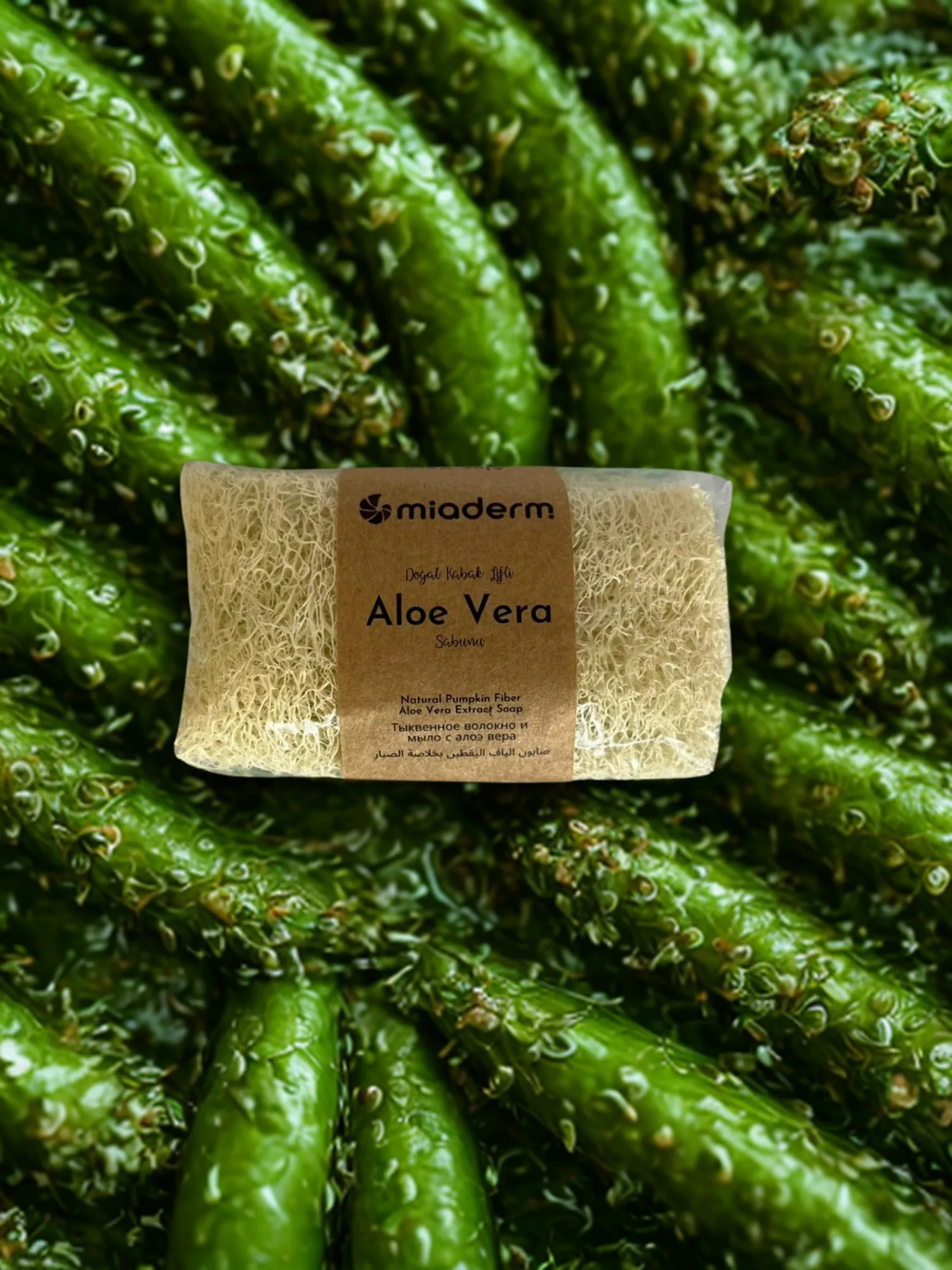 Miaderm Aloe Vera Özlü Kabak Lifli Doğal Sabun – Nemlendirici, Arındırıcı, Peeling Etkili 120 g