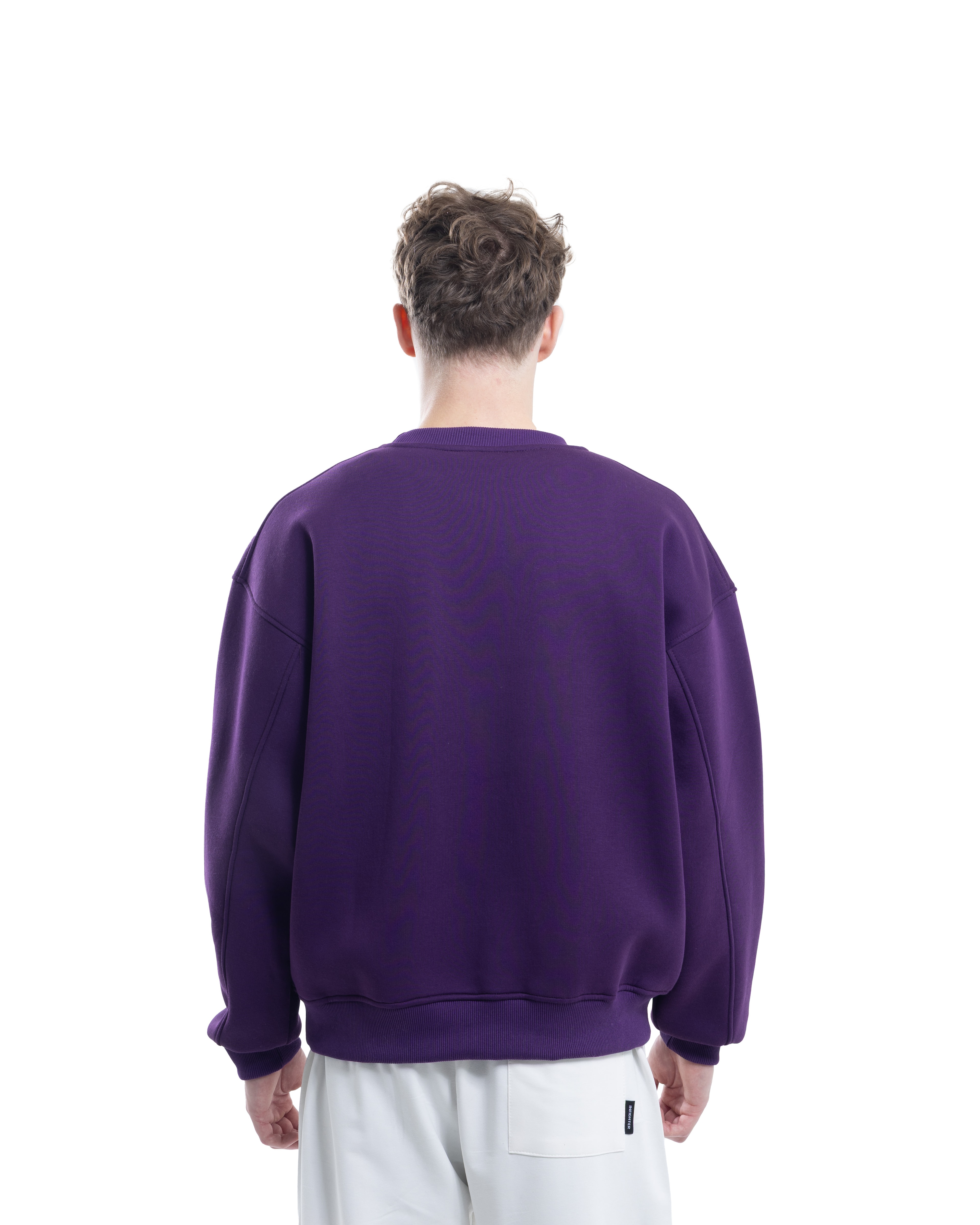 Mor Bisiklet Yaka Basıc Sweatshirt