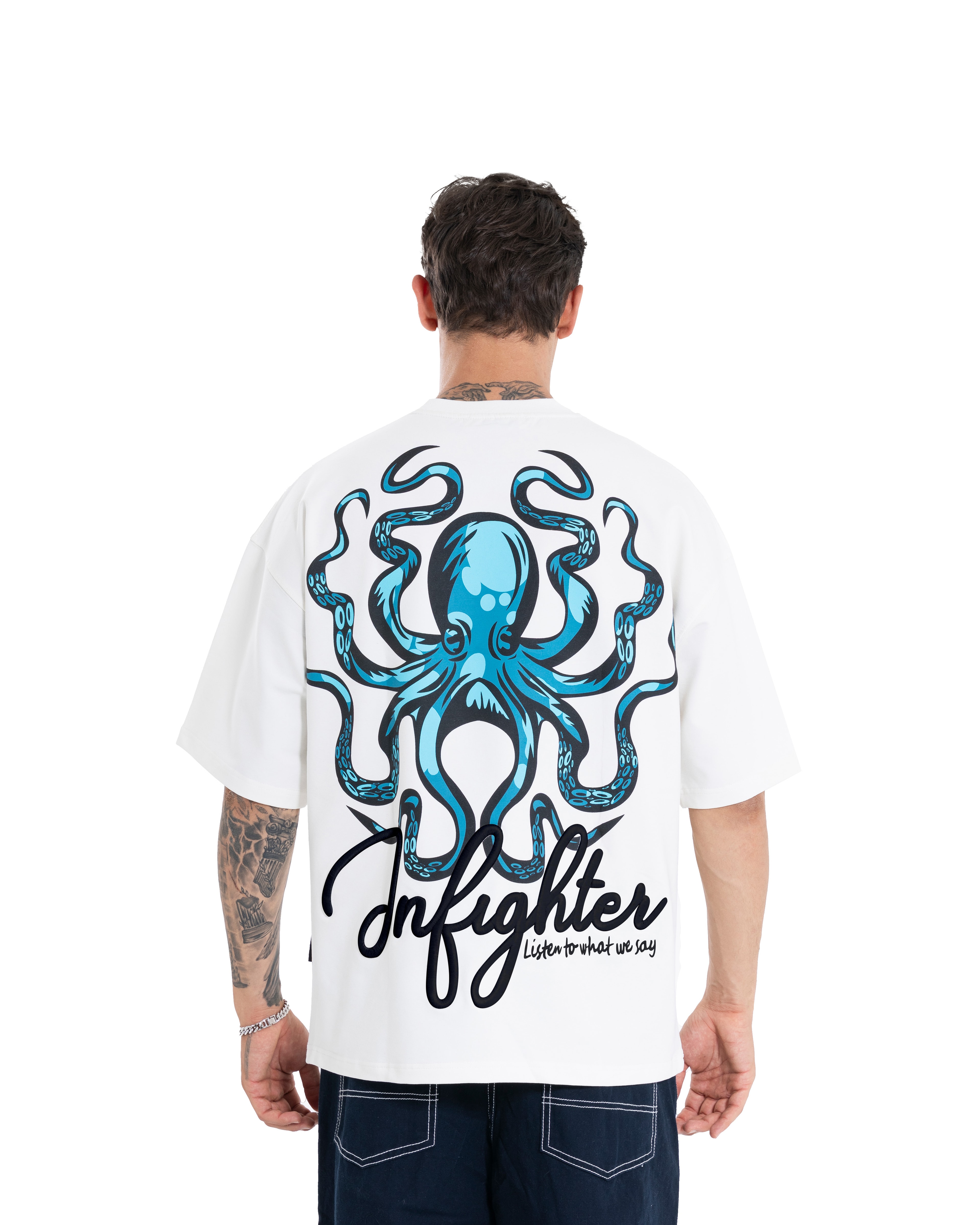 Octopus Oversize Ekru Tişört