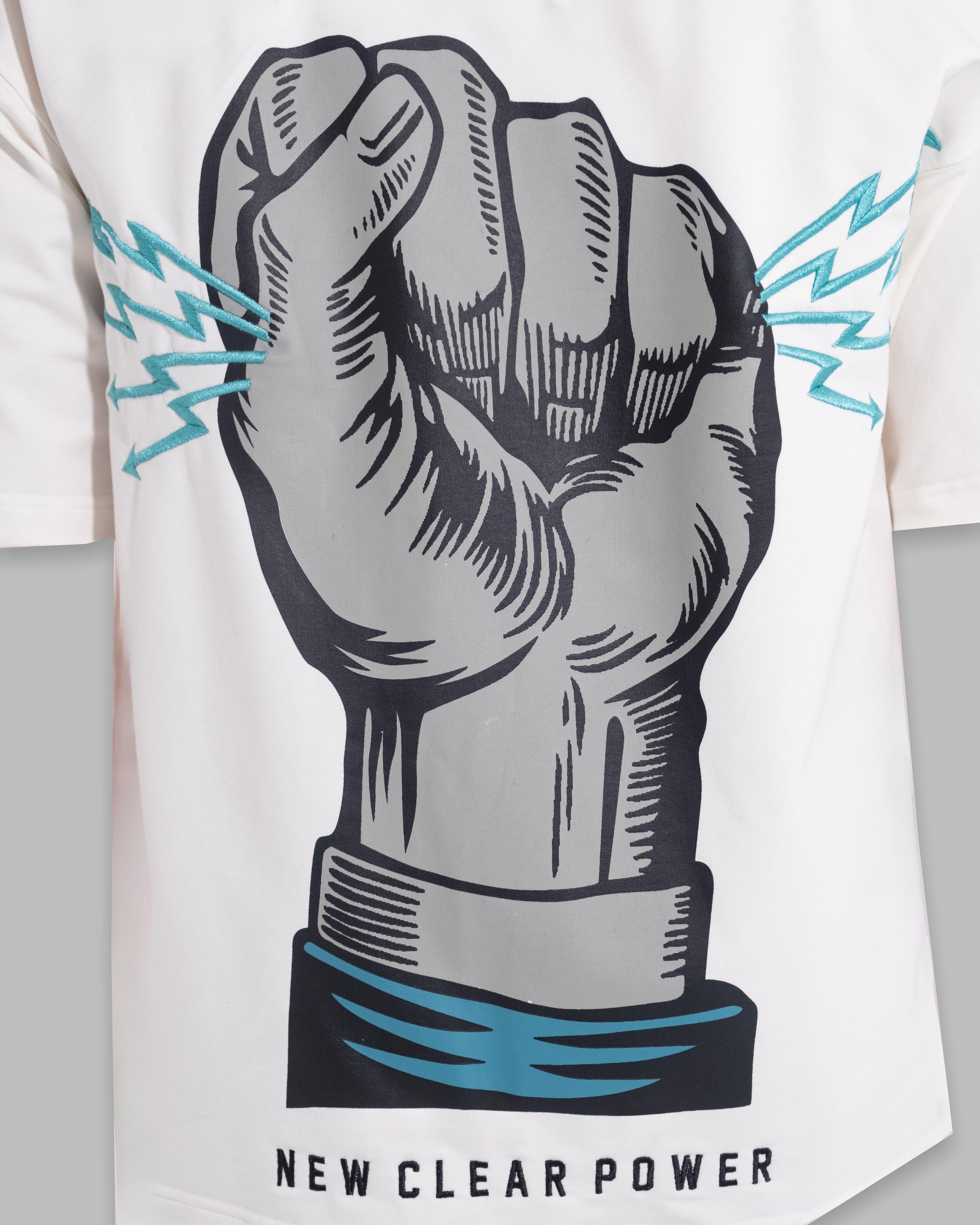 Erkek Kısa Kol Lightning Fist Ekru Tişört