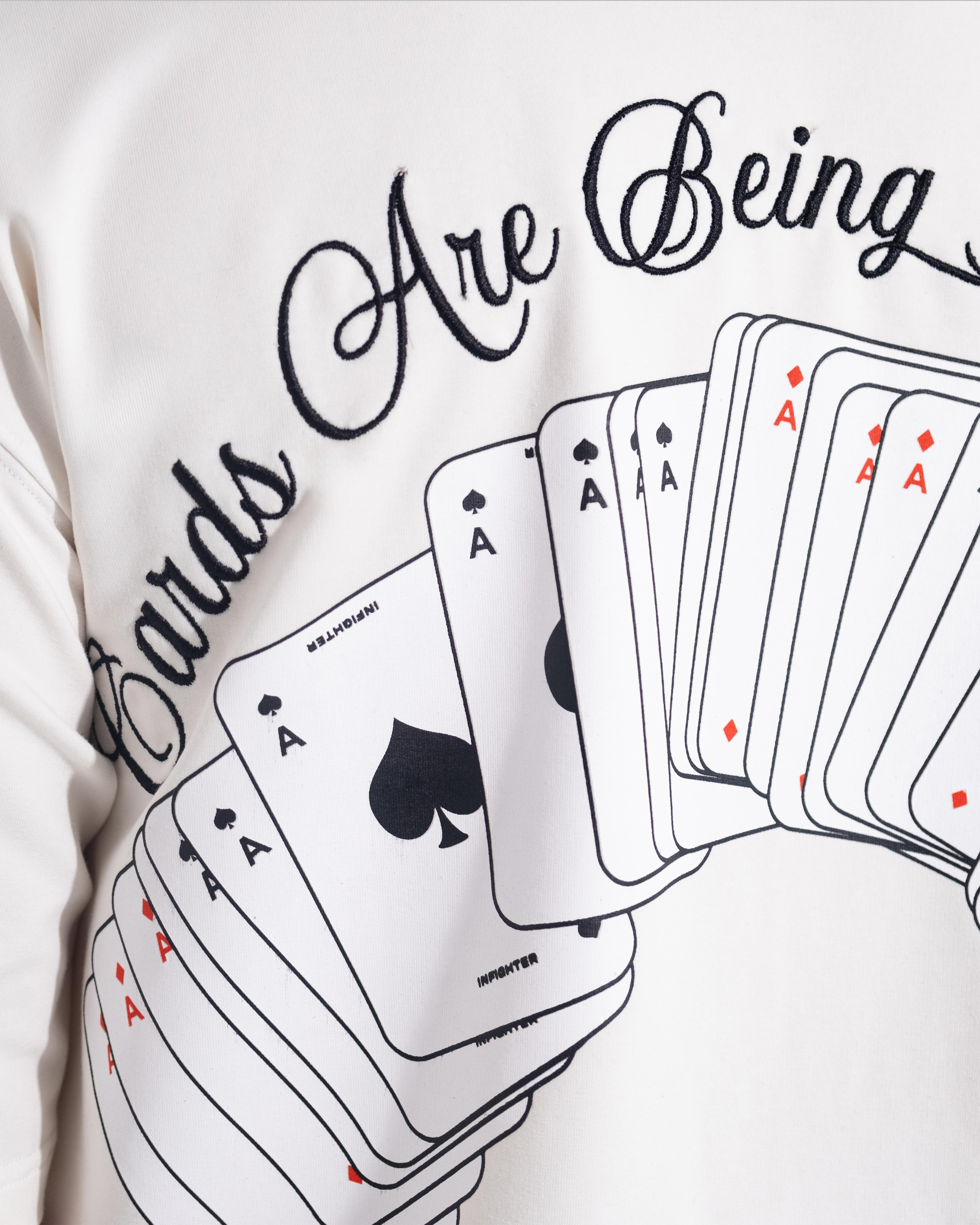 DıstrIbutın Cards Oversize Ekru Tişört