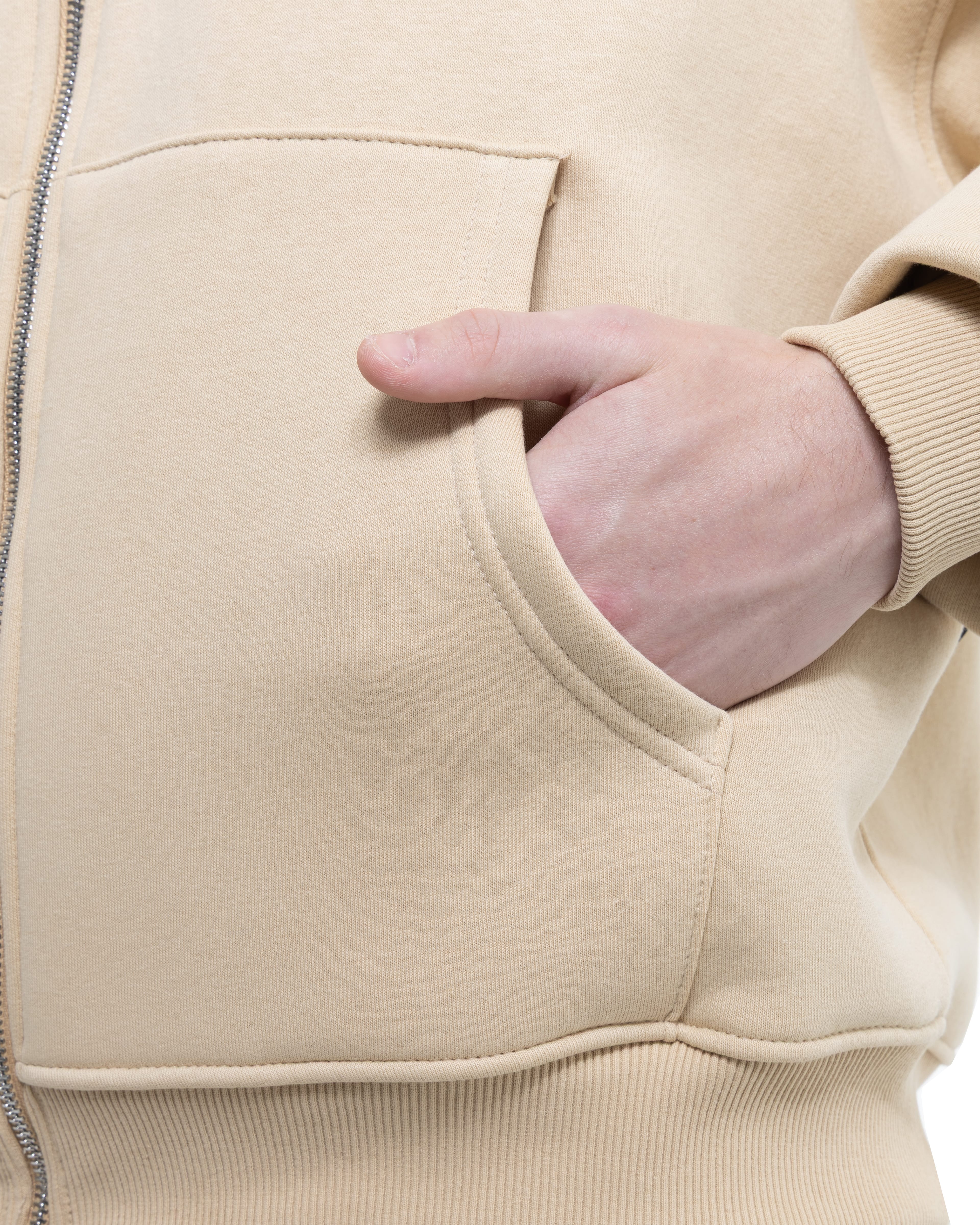 Bej Fermuarlı Basic Hodie