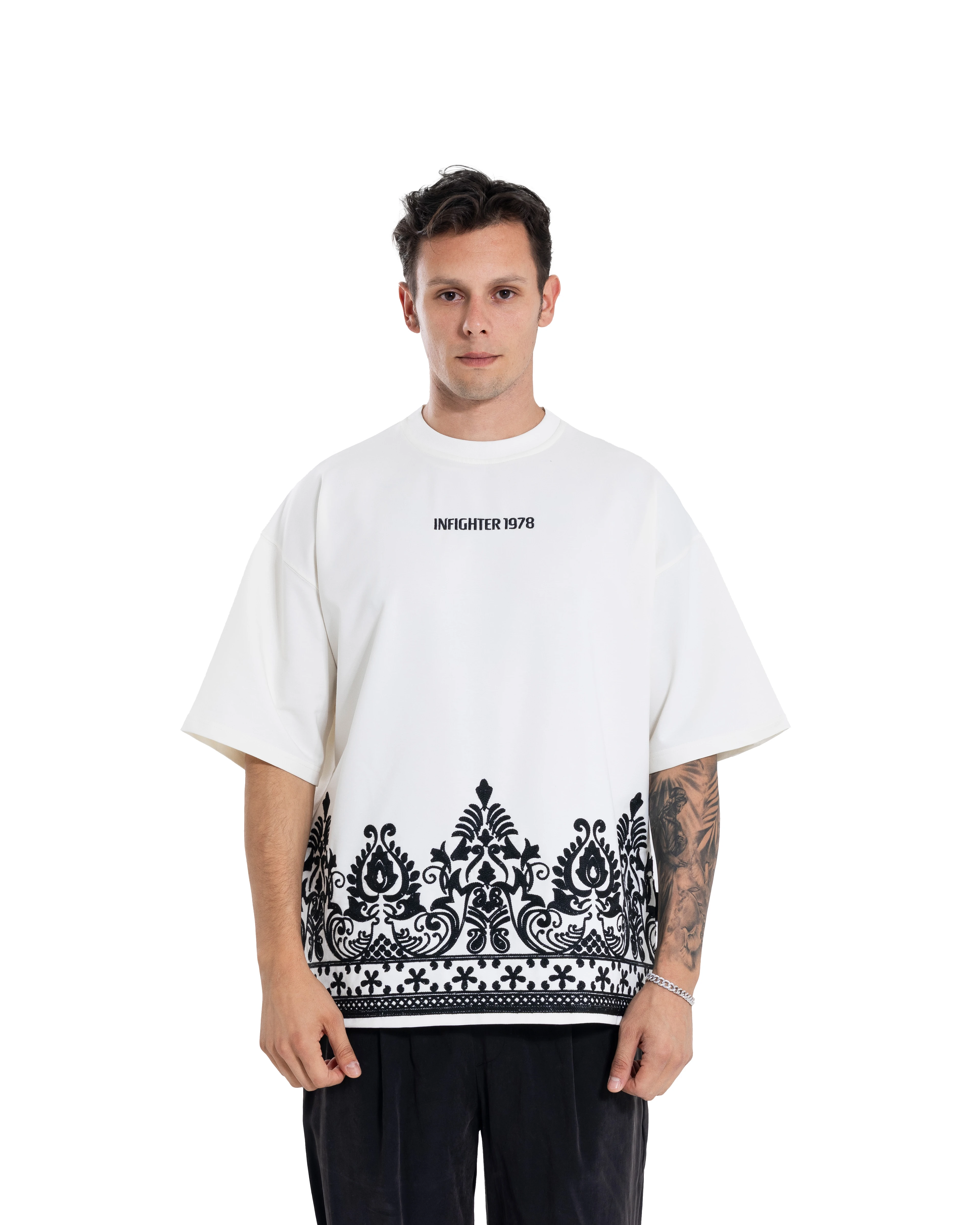 Ethnic Oversize Ekru Tişört