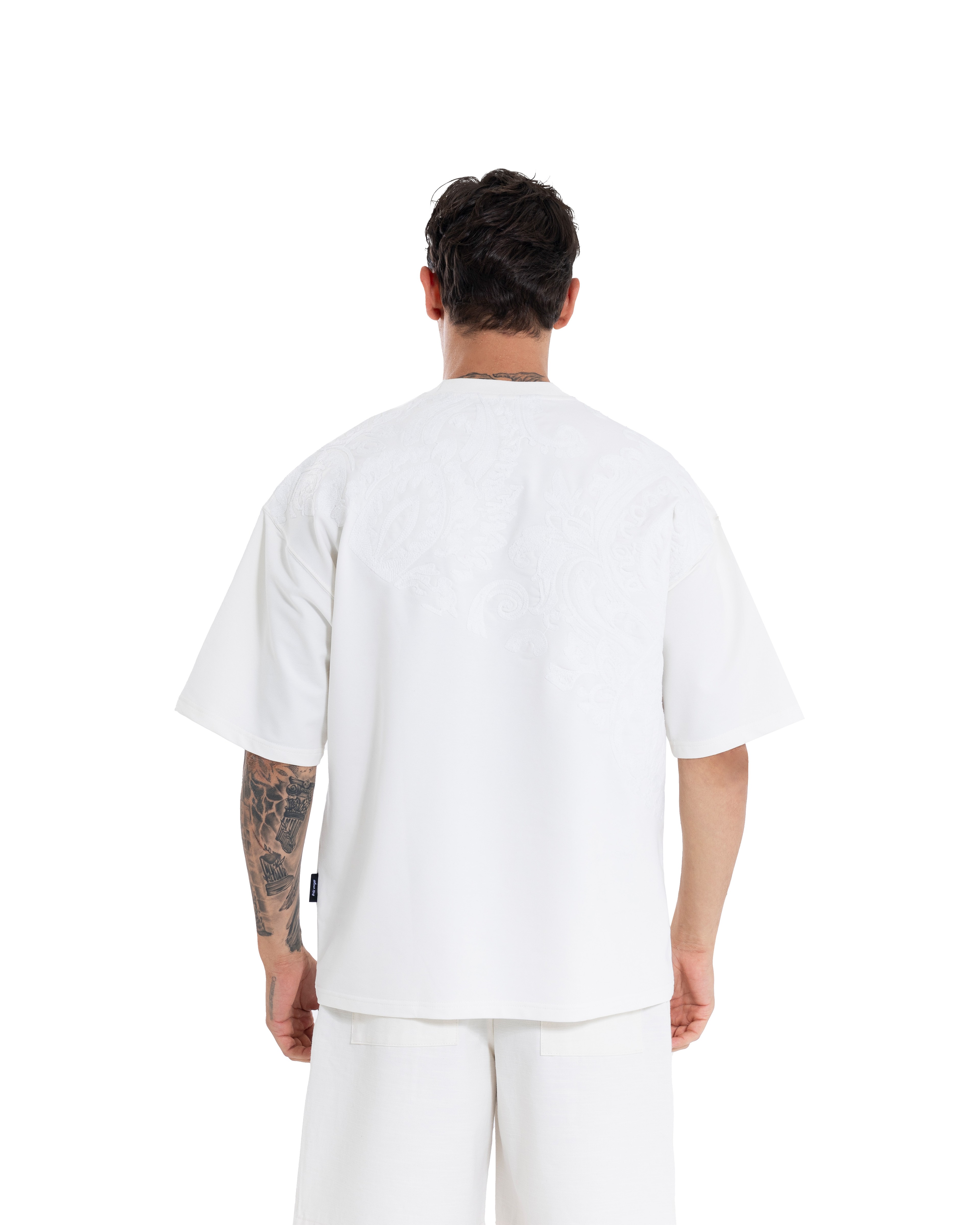 Erkek Kısa Kol Premium Ethnic Oversize Ekru