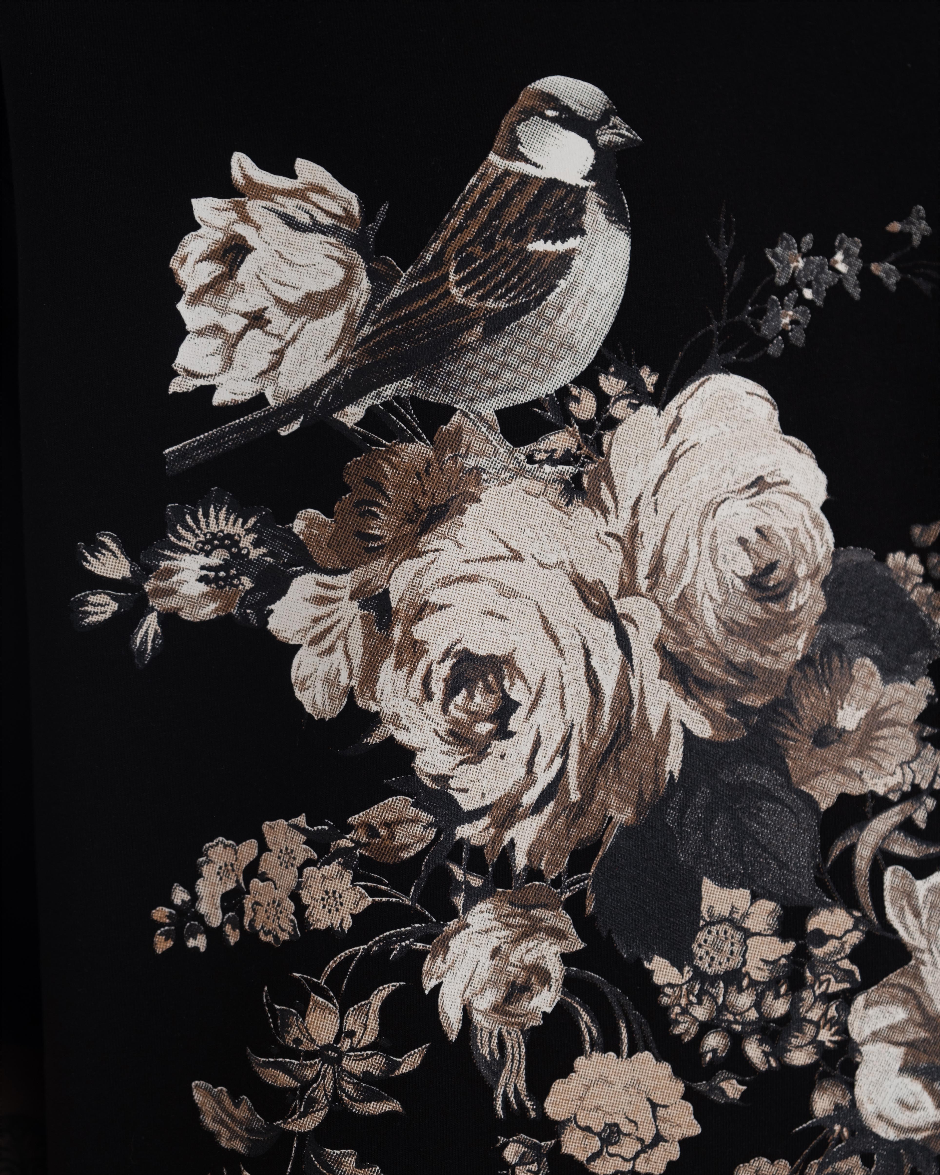 Nature And Birds Oversize Siyah Tişört