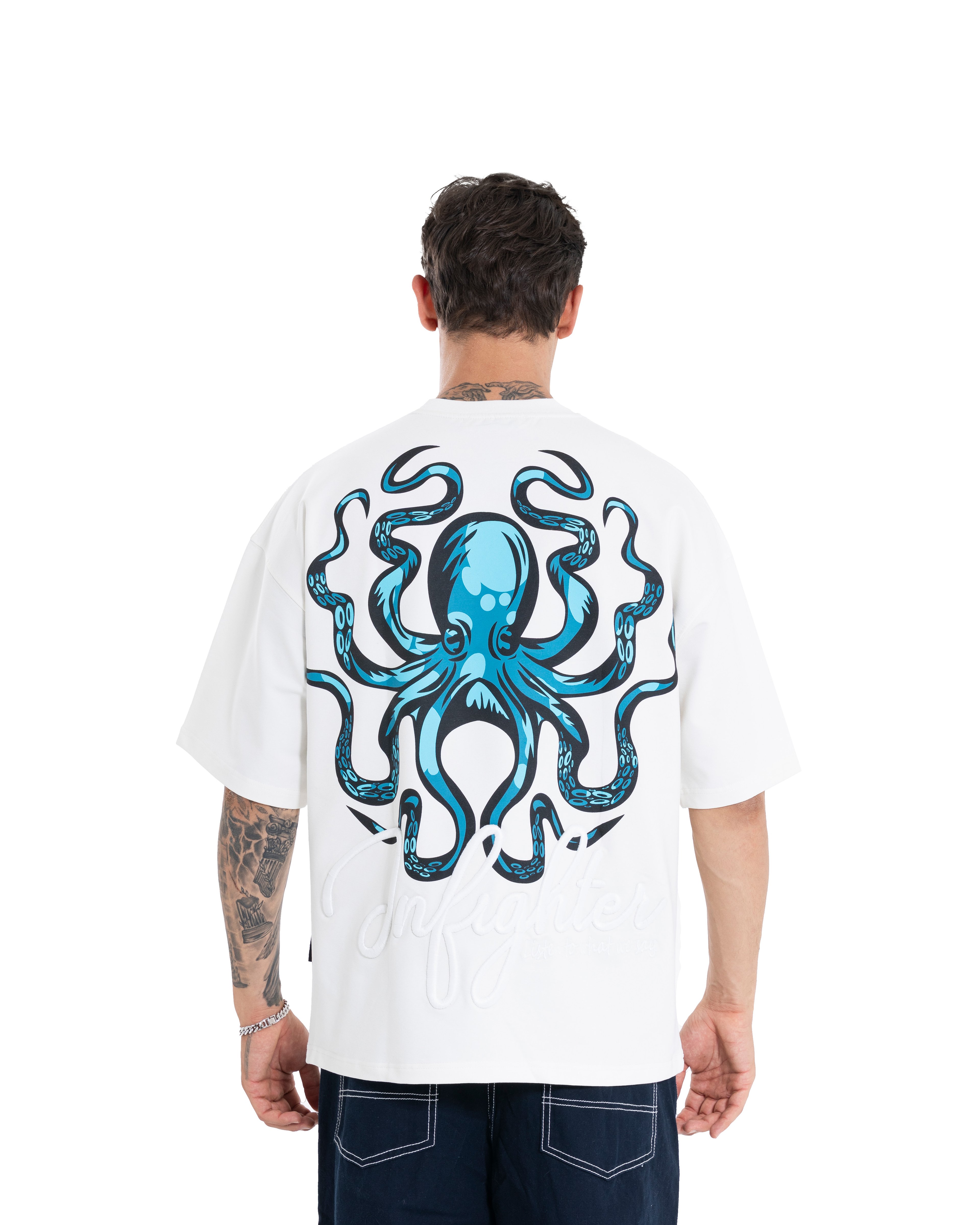 Octopus Oversize Ekru Tişört
