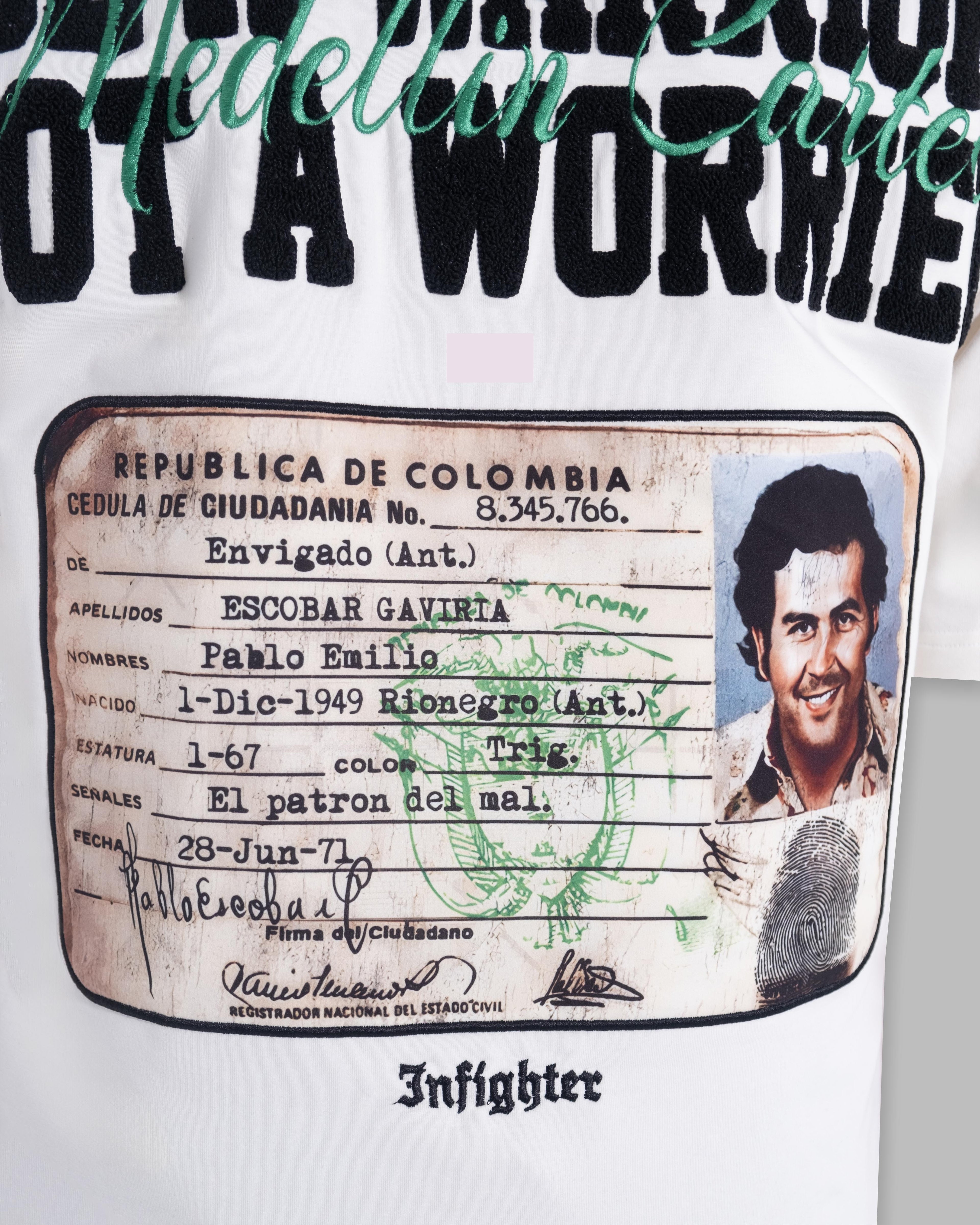 Erkek Kısa Medellín Cartel Kol  Ekru Tişört