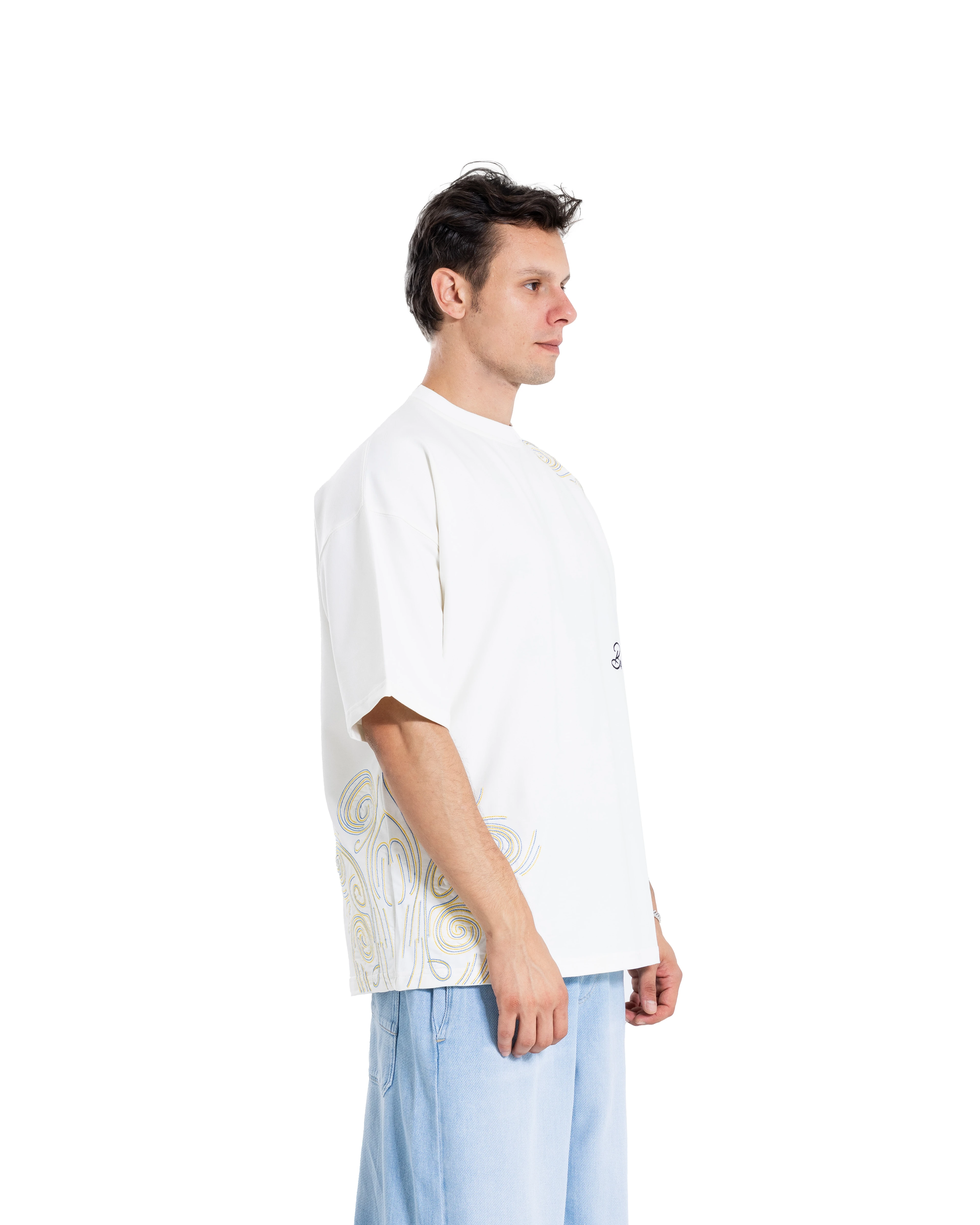 Waves Oversize Ekru Tişört