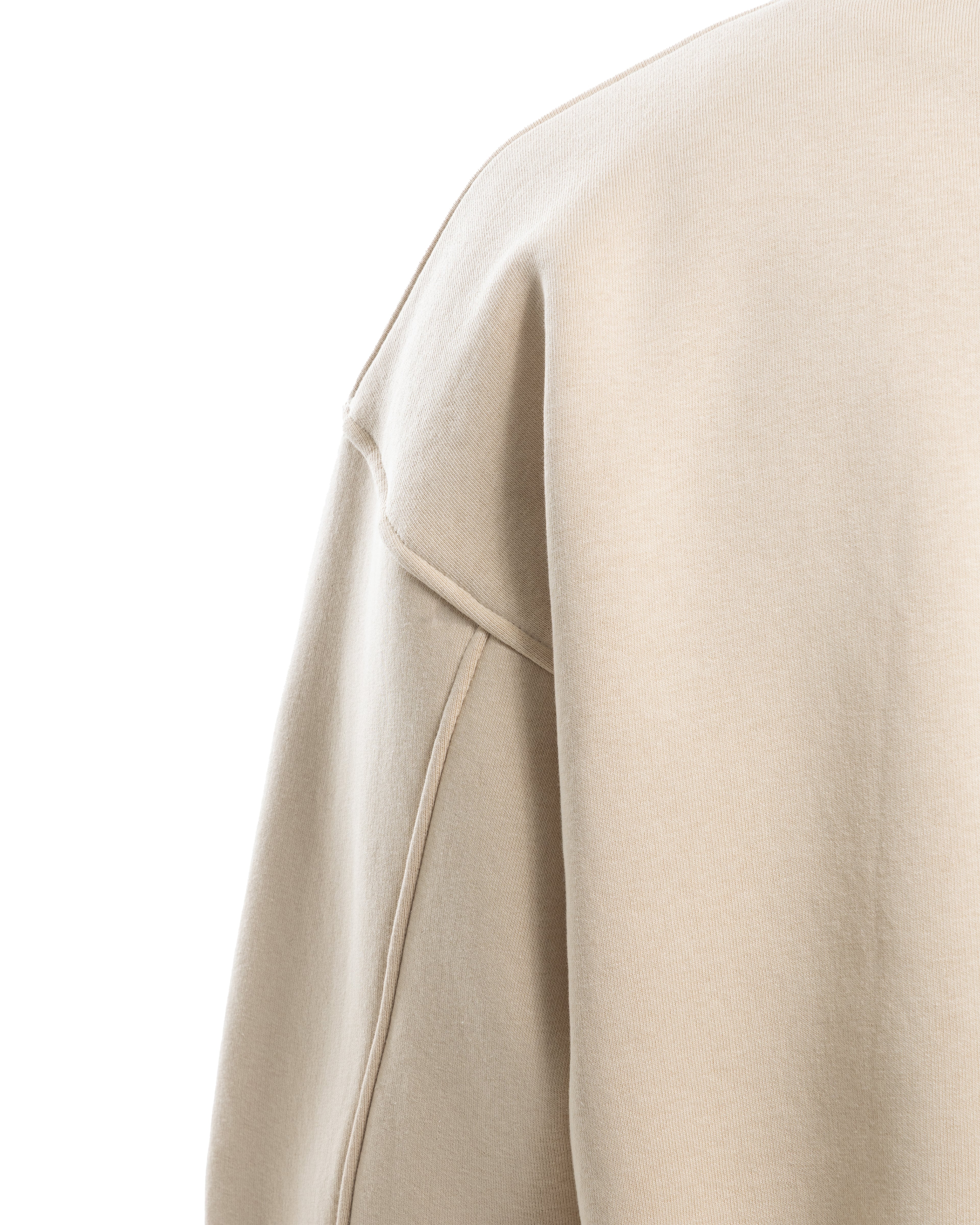 Bej Bisiklet Yaka Basıc Sweatshirt