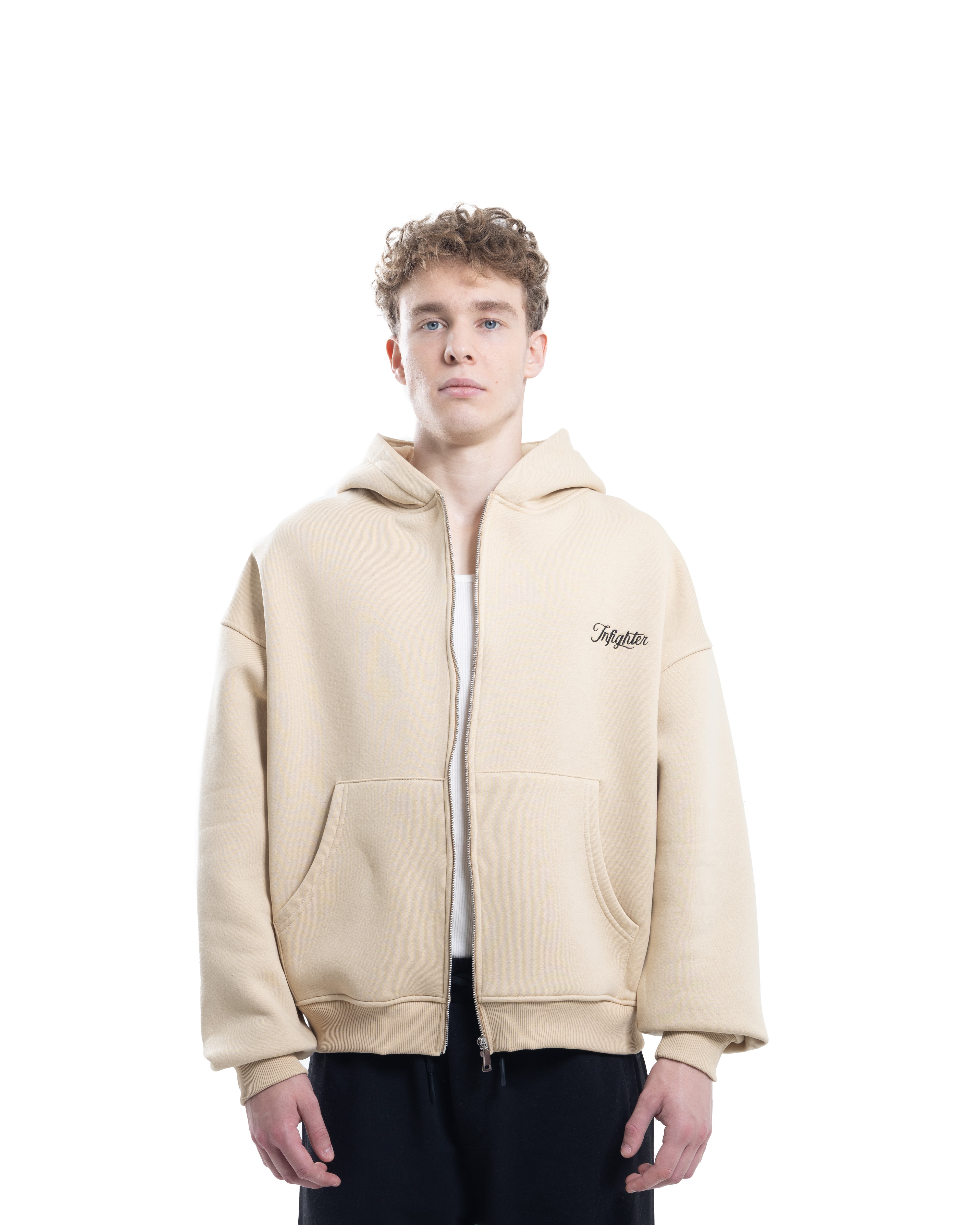 Bej Fermuarlı Basic Hodie