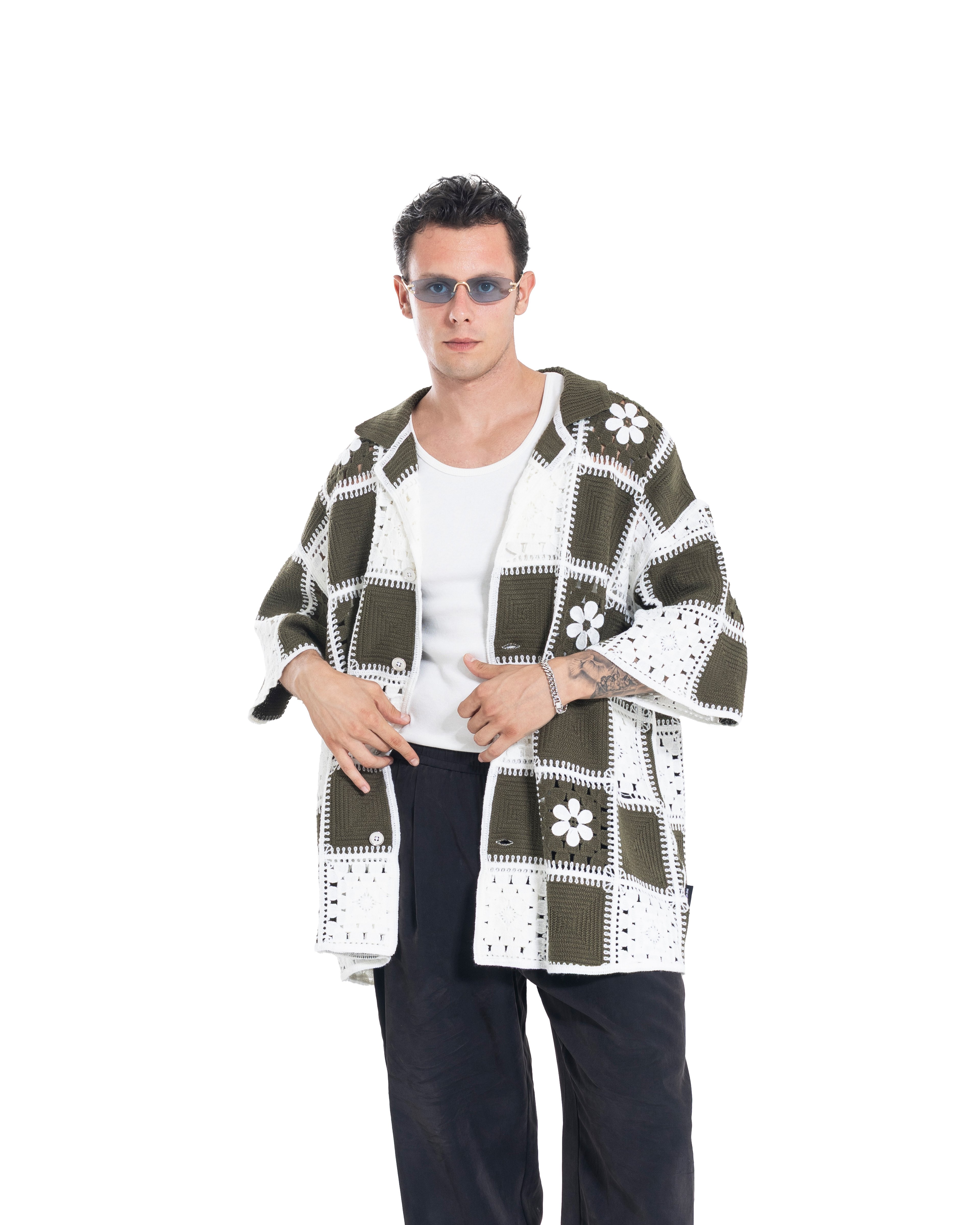 Unisex Knitted Garden Grid Shirt