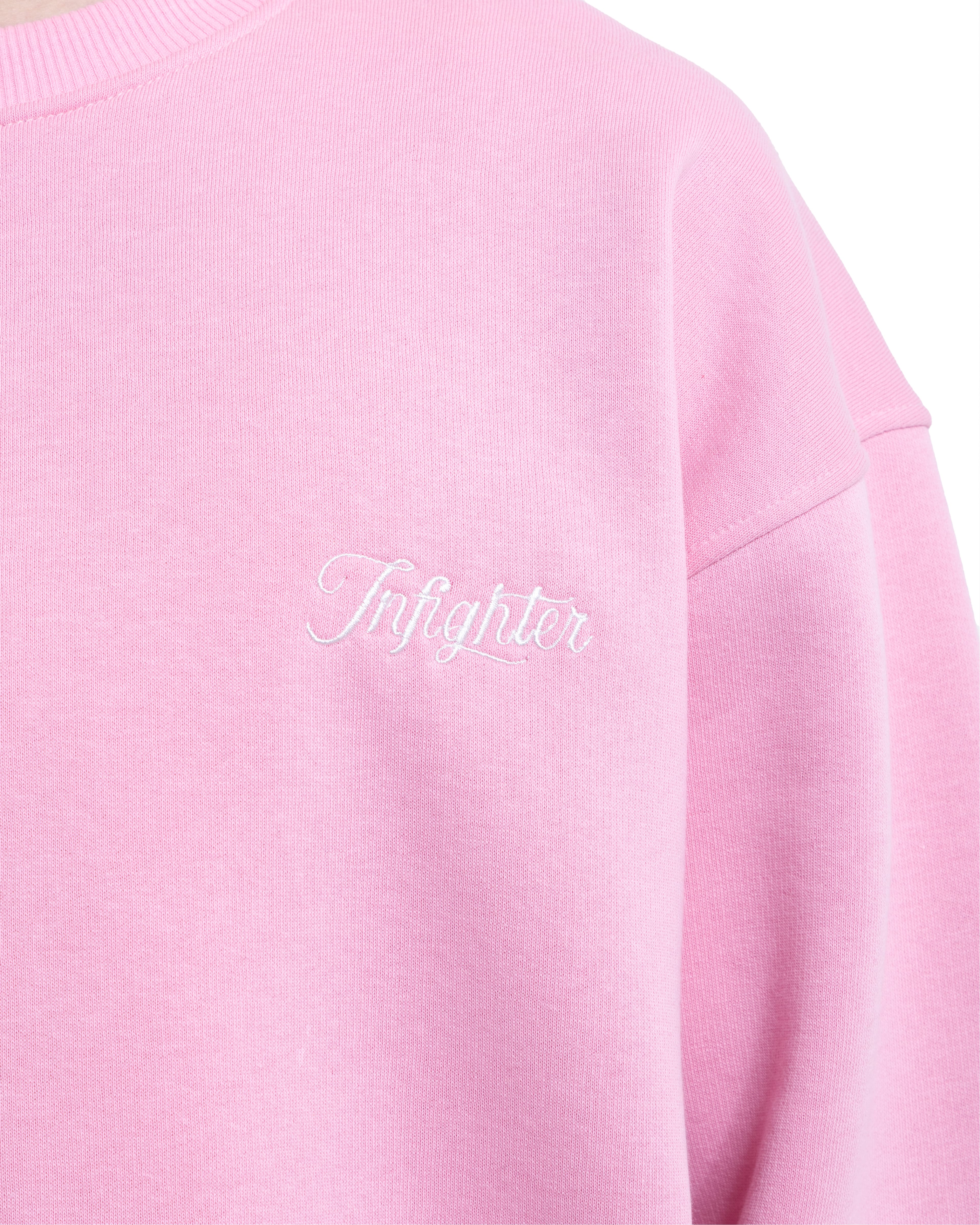 Pembe  Bisiklet Yaka Basıc Sweatshirt