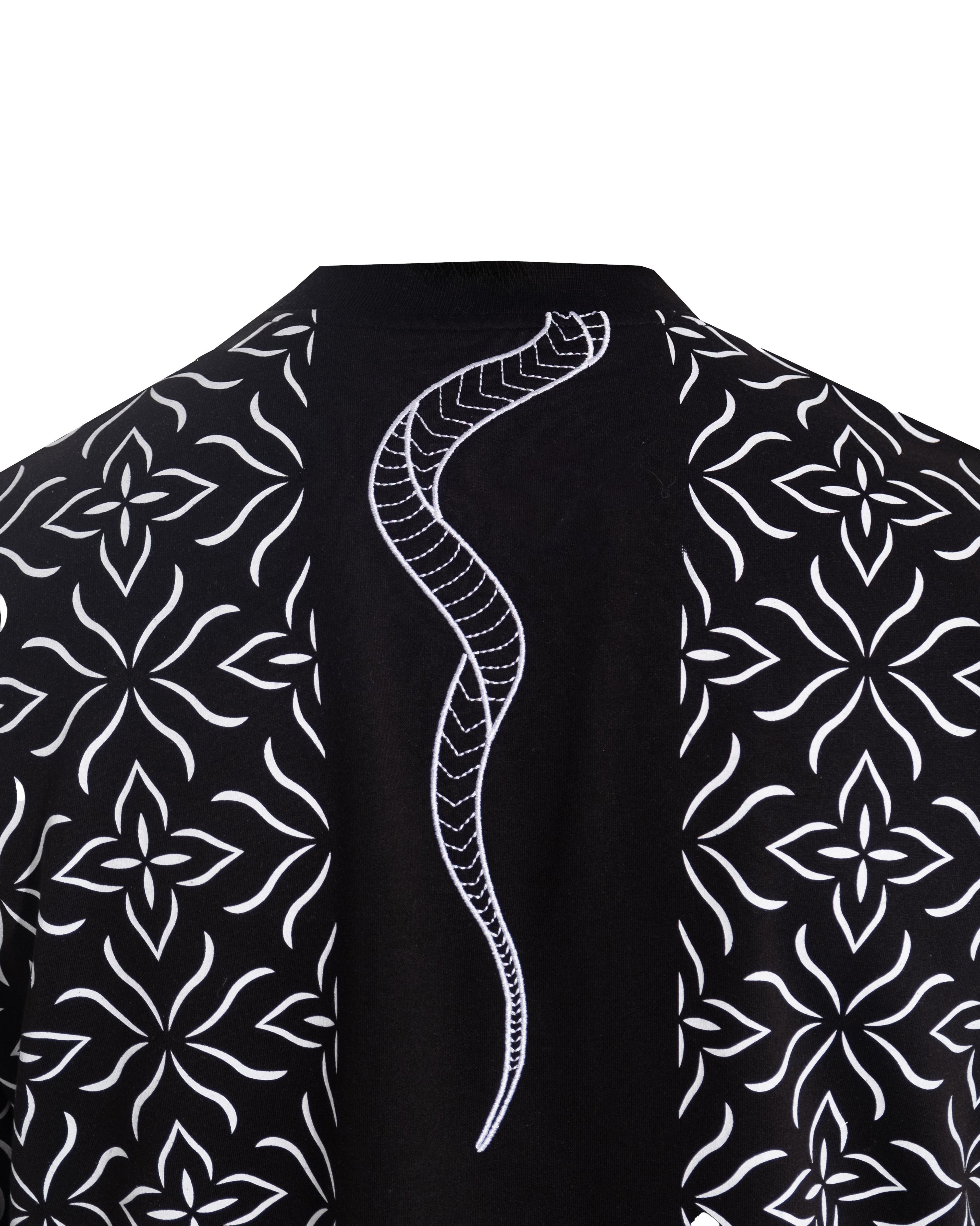 Snake&Ethnic Oversize Siyah Tişört