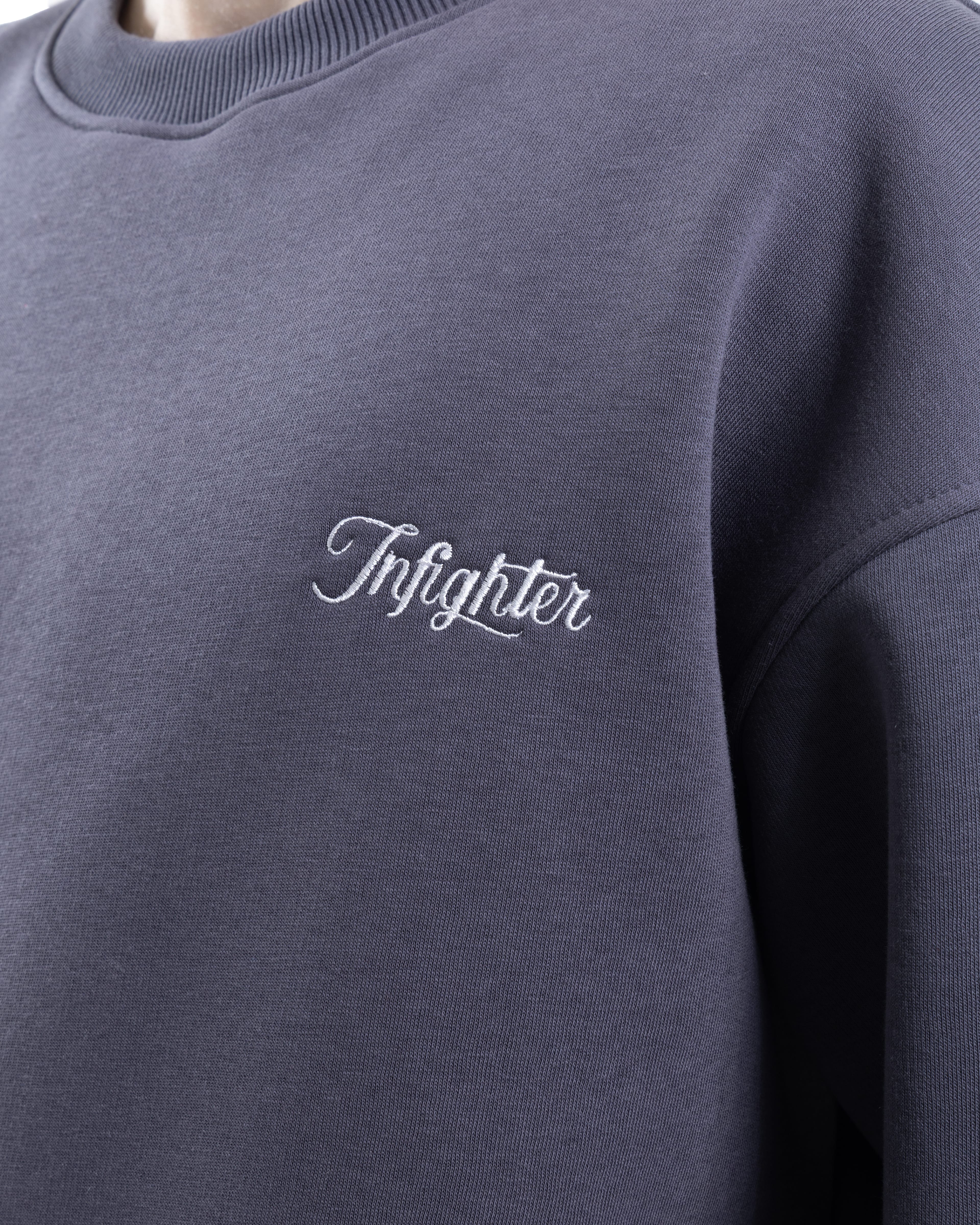 Füme Bisiklet Yaka Basıc Sweatshirt