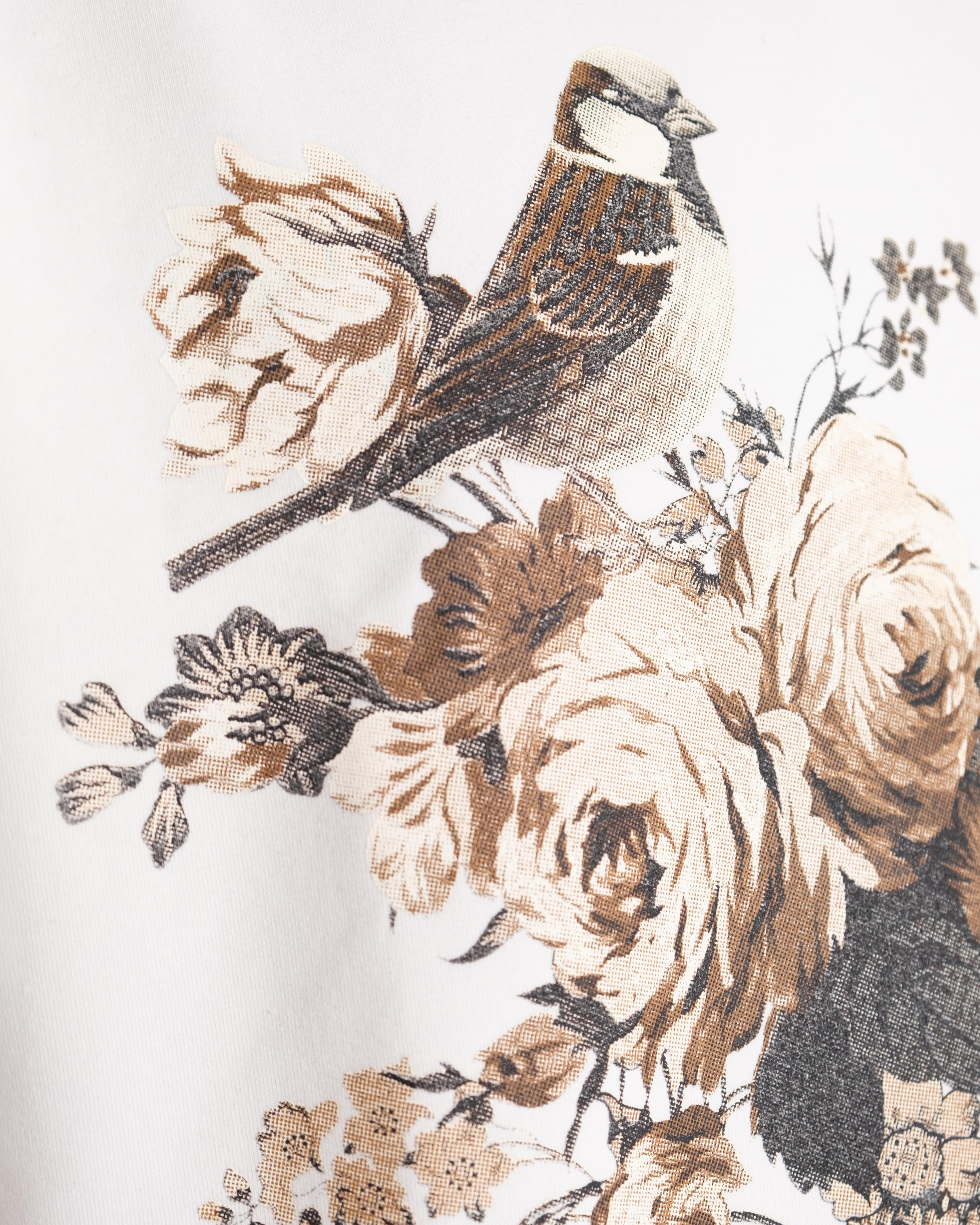 Nature And Birds Oversize Ekru Tişört