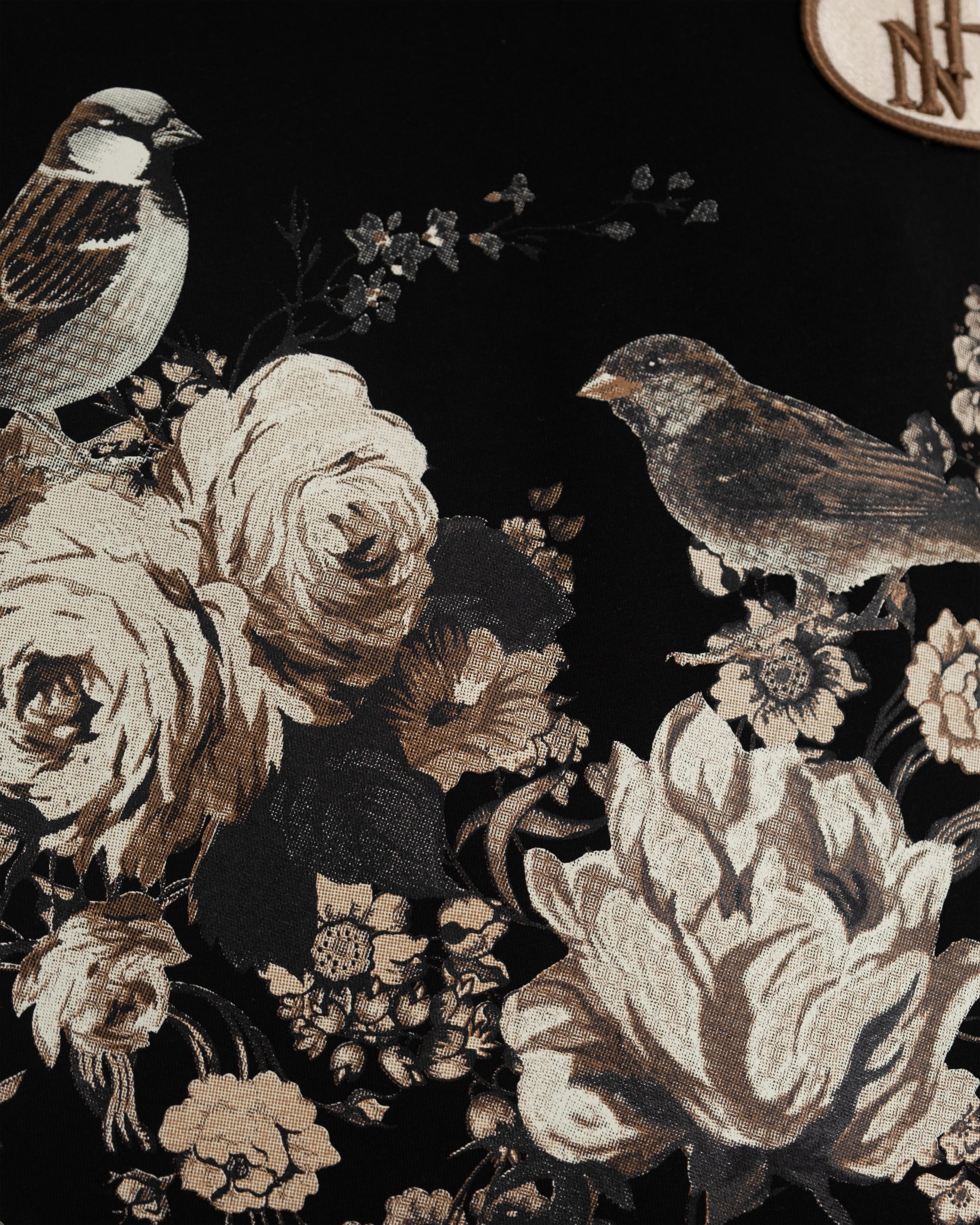 Nature And Birds Oversize Siyah Tişört