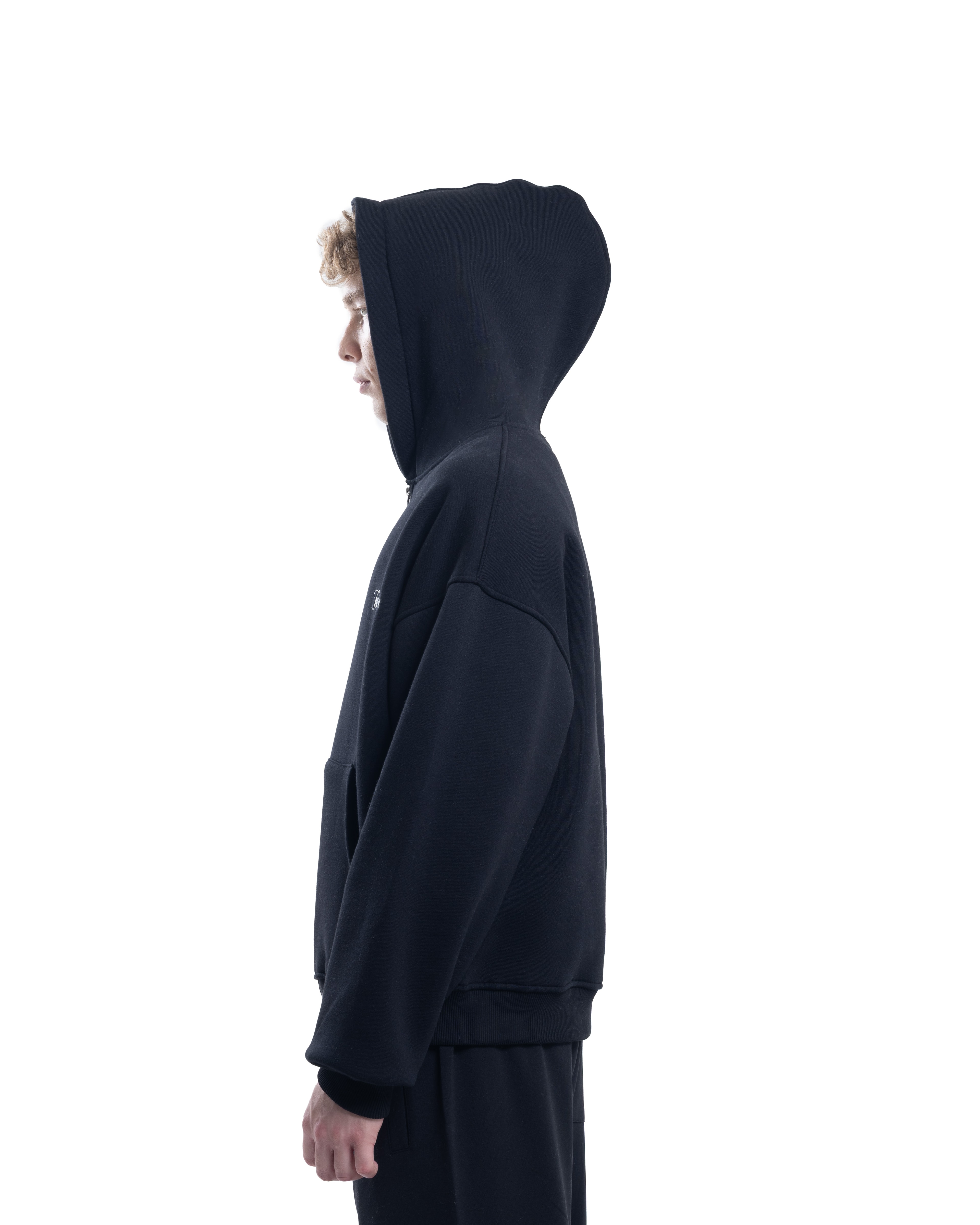 Siyah Fermuarlı Basic Hodie