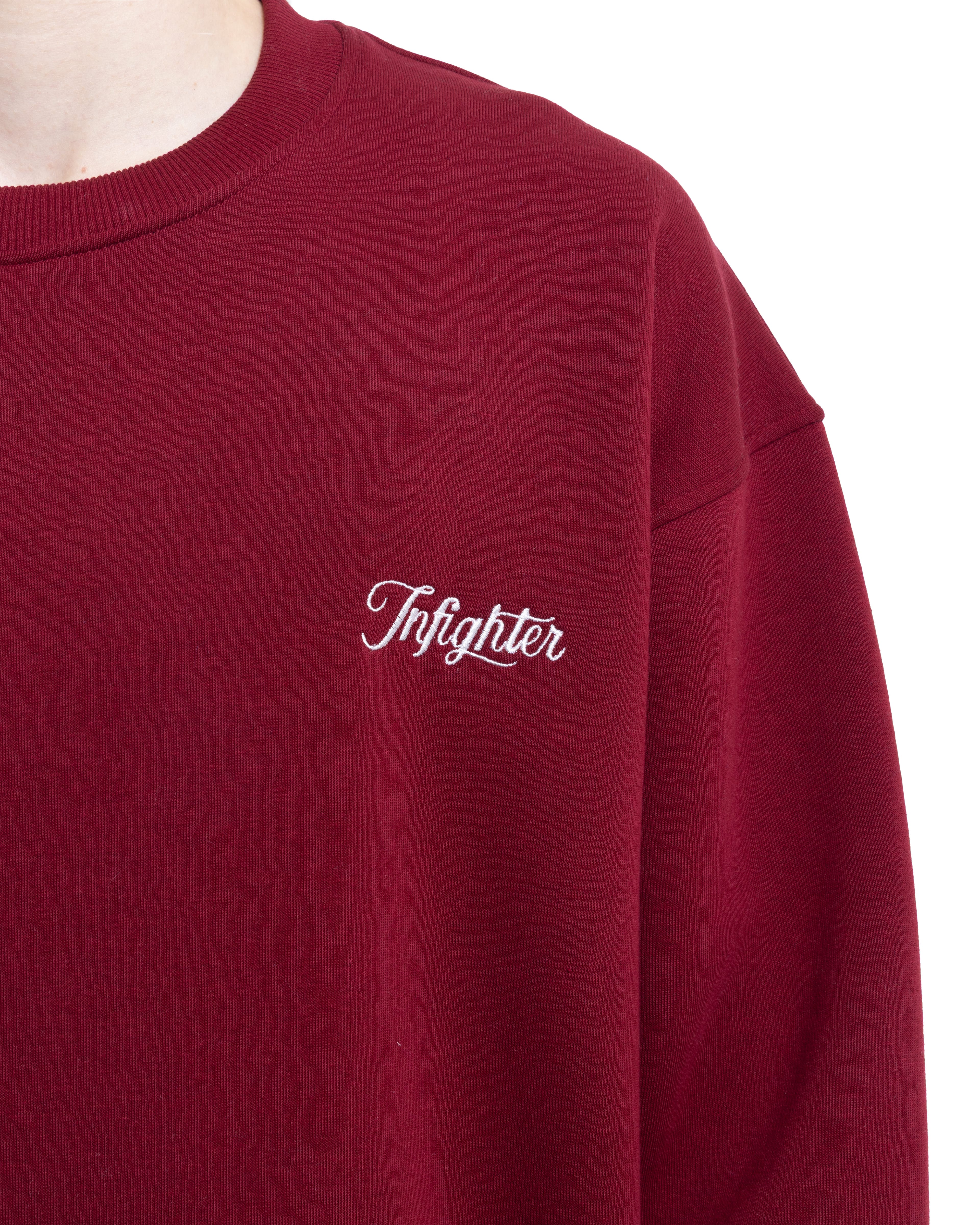 Bordo Bisiklet Yaka Basıc Sweatshirt