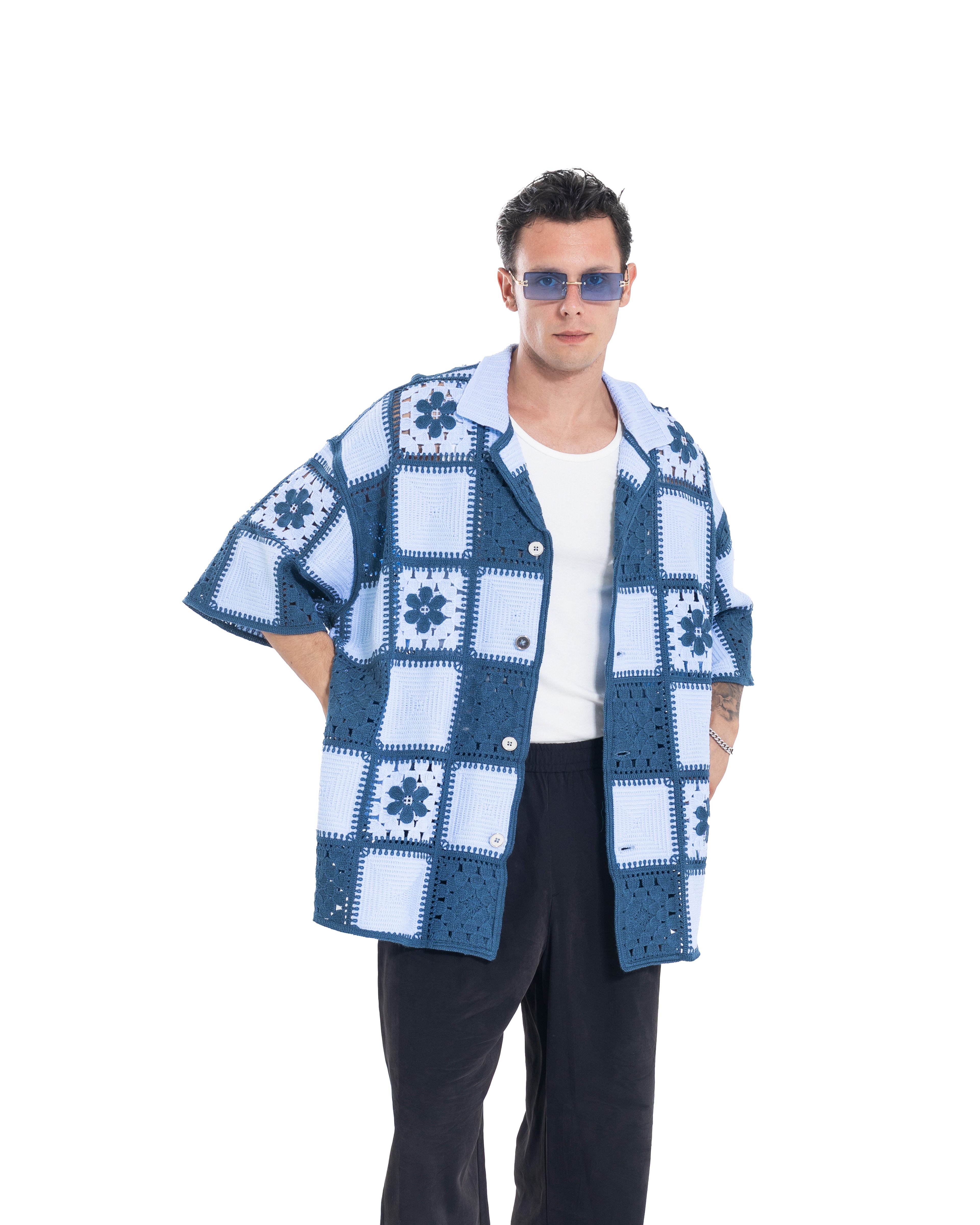 Unisex Knitted Garden Grid Shirt