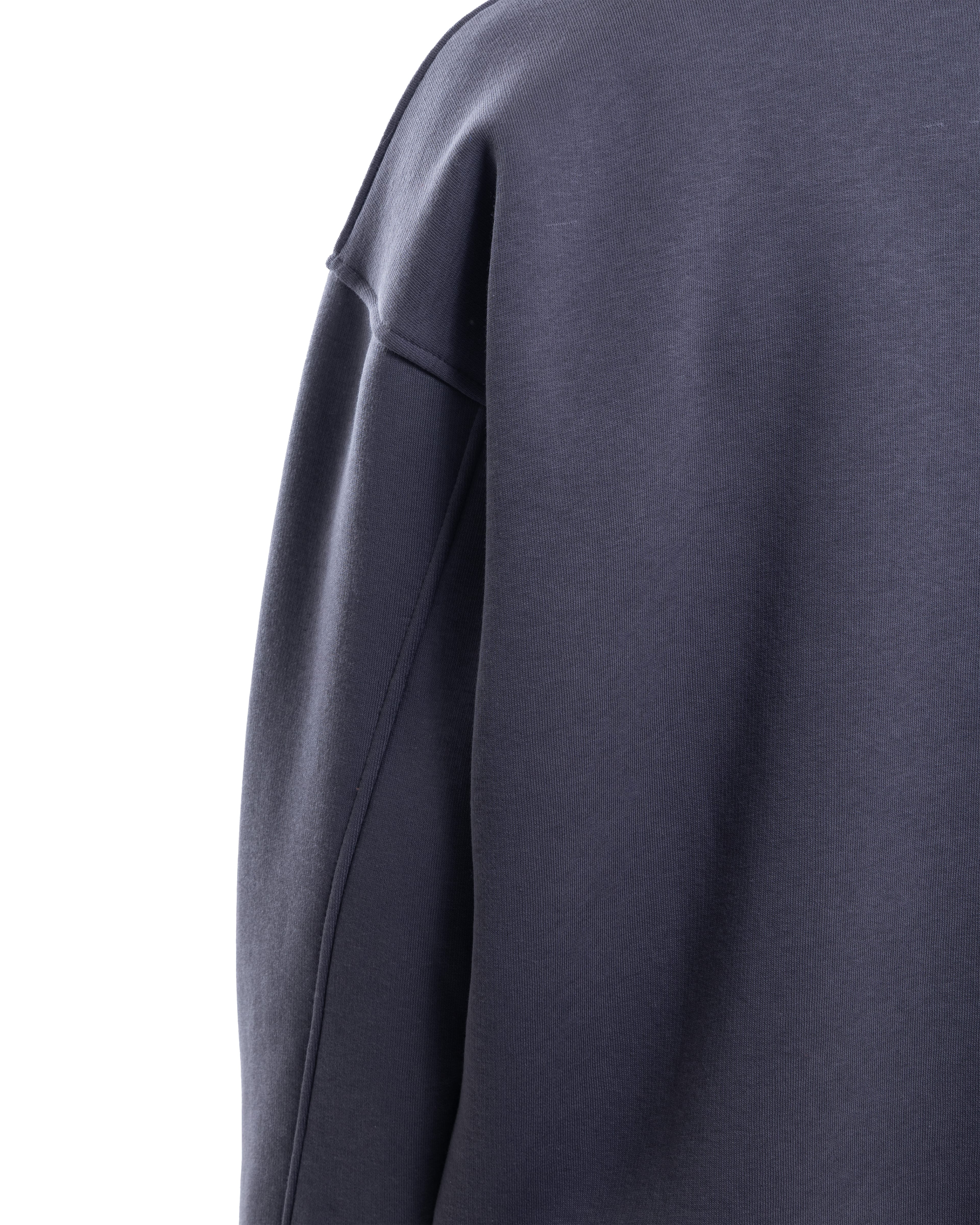 Füme Bisiklet Yaka Basıc Sweatshirt