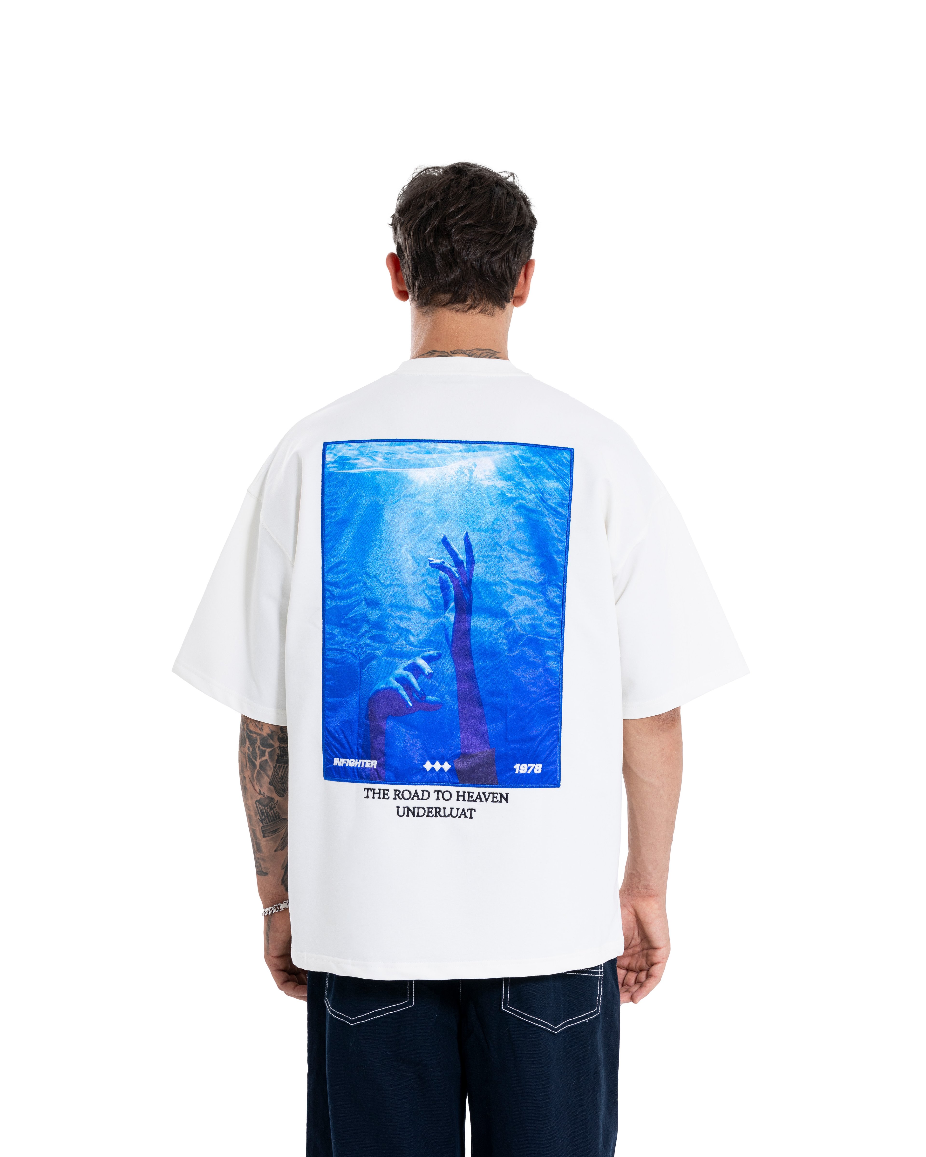 Erkek Kısa Kol Stay Strong Oversize Ekru Tişört