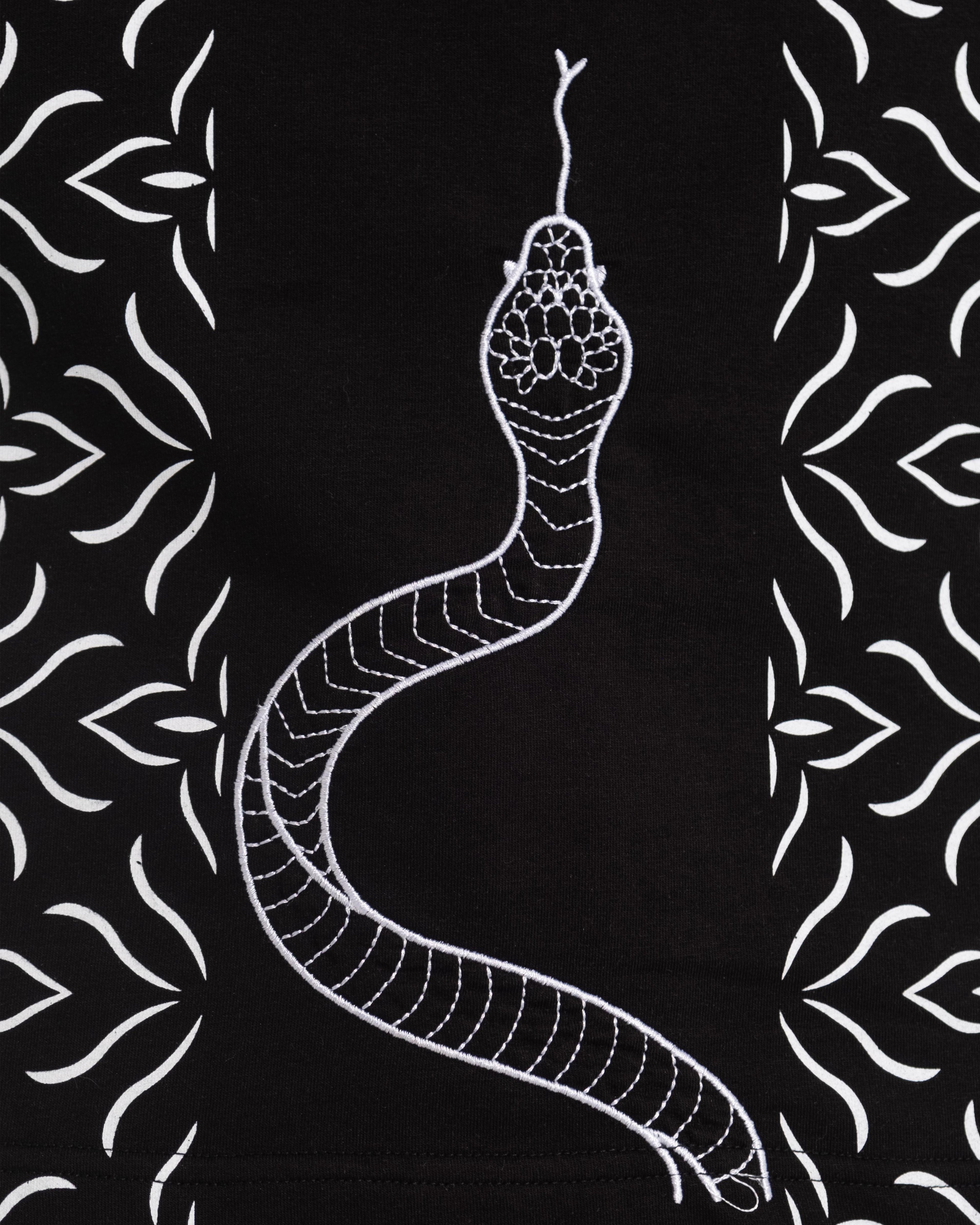 Snake&Ethnic Oversize Siyah Tişört