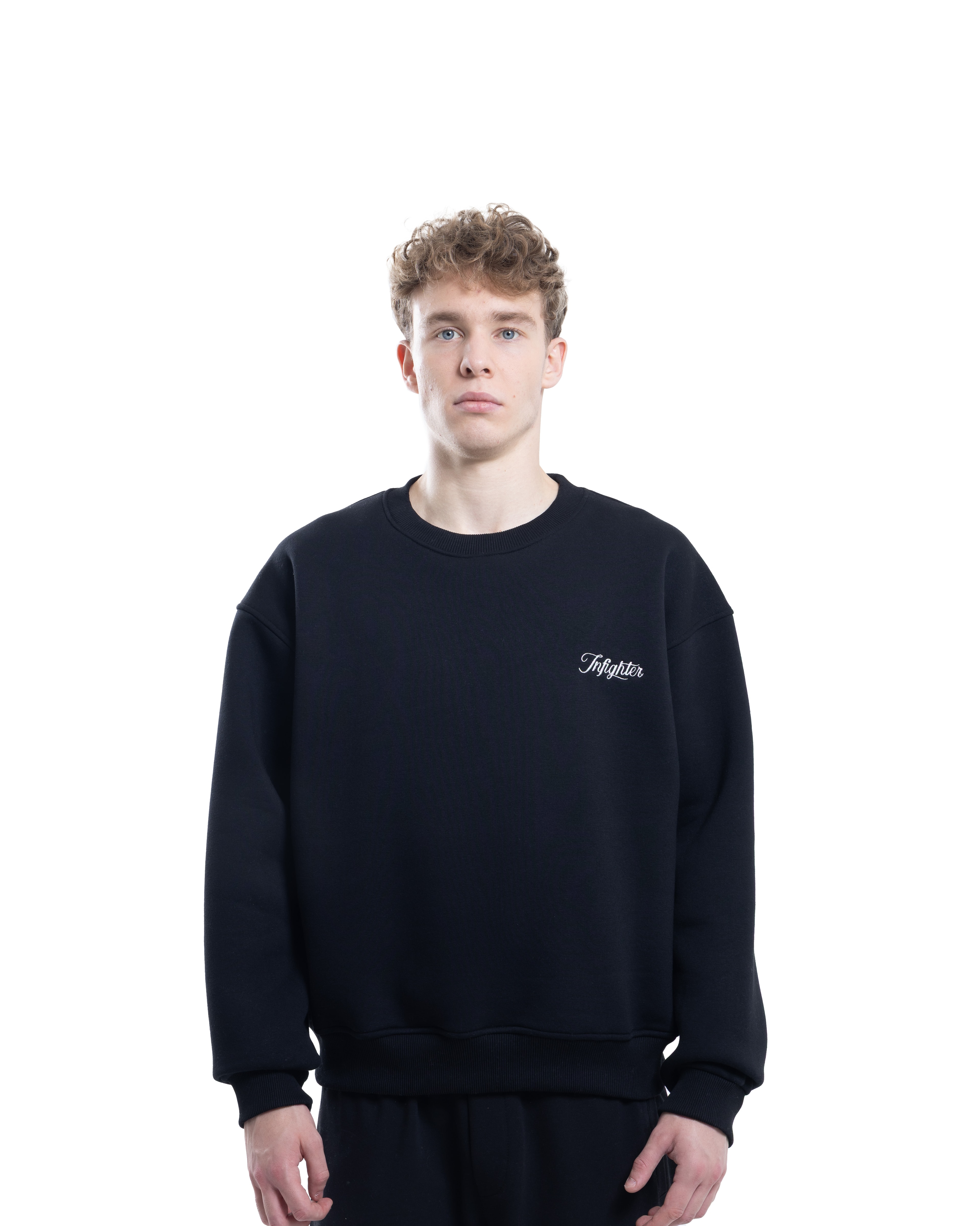 Siyah  Bisiklet Yaka Basıc Sweatshirt