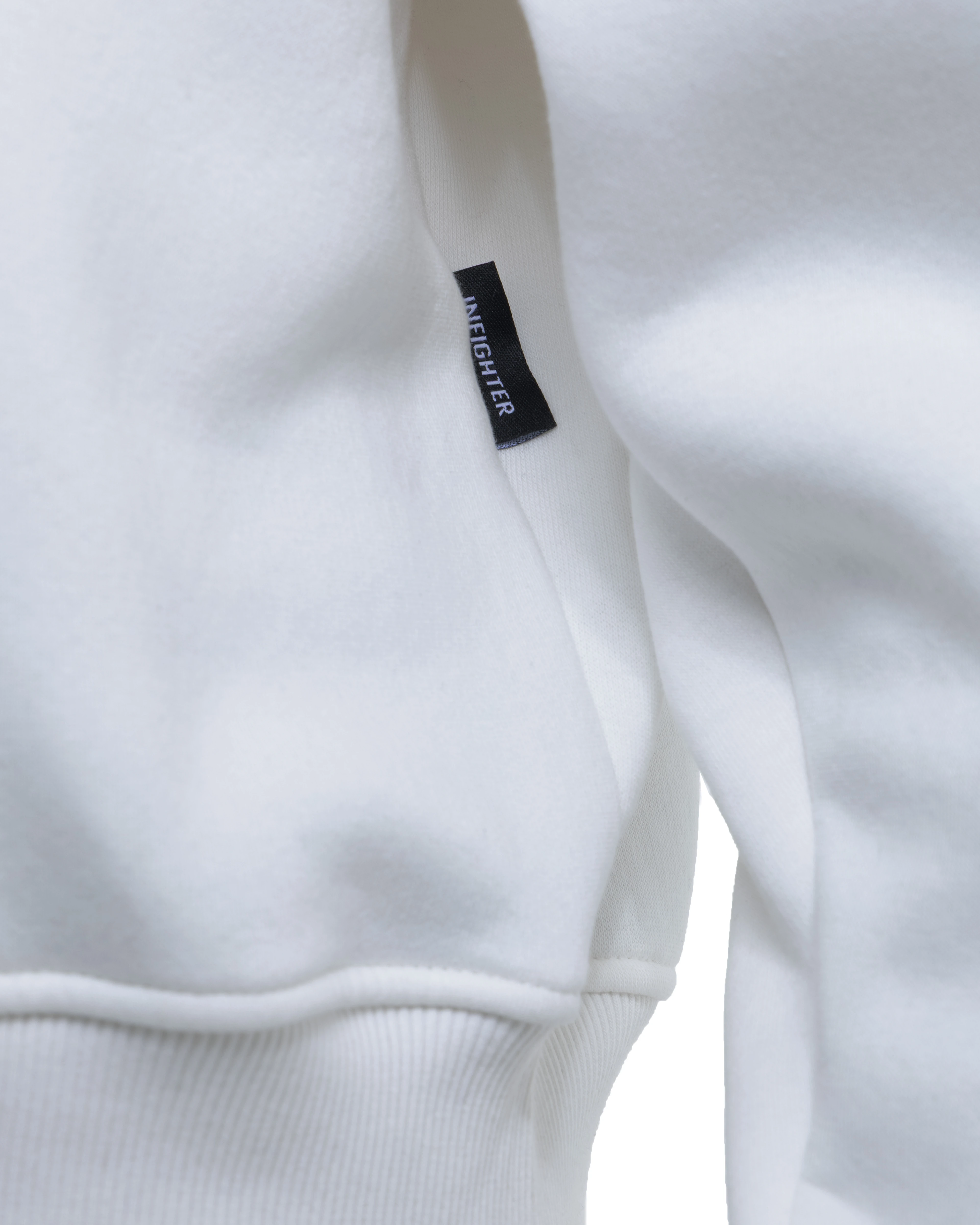 Beyaz Bisiklet Yaka Basıc Sweatshirt