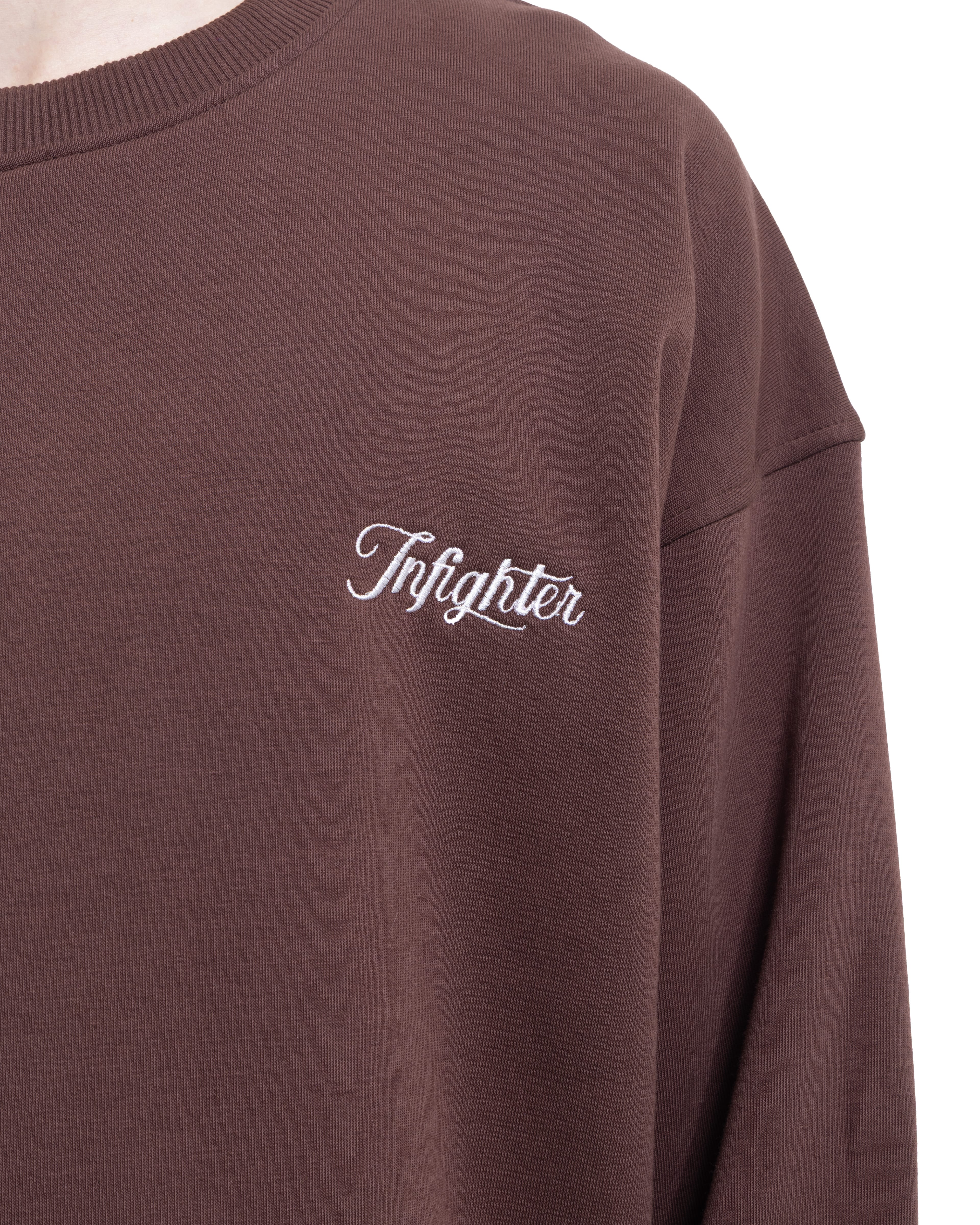 Kahve Bisiklet Yaka Basıc Sweatshirt