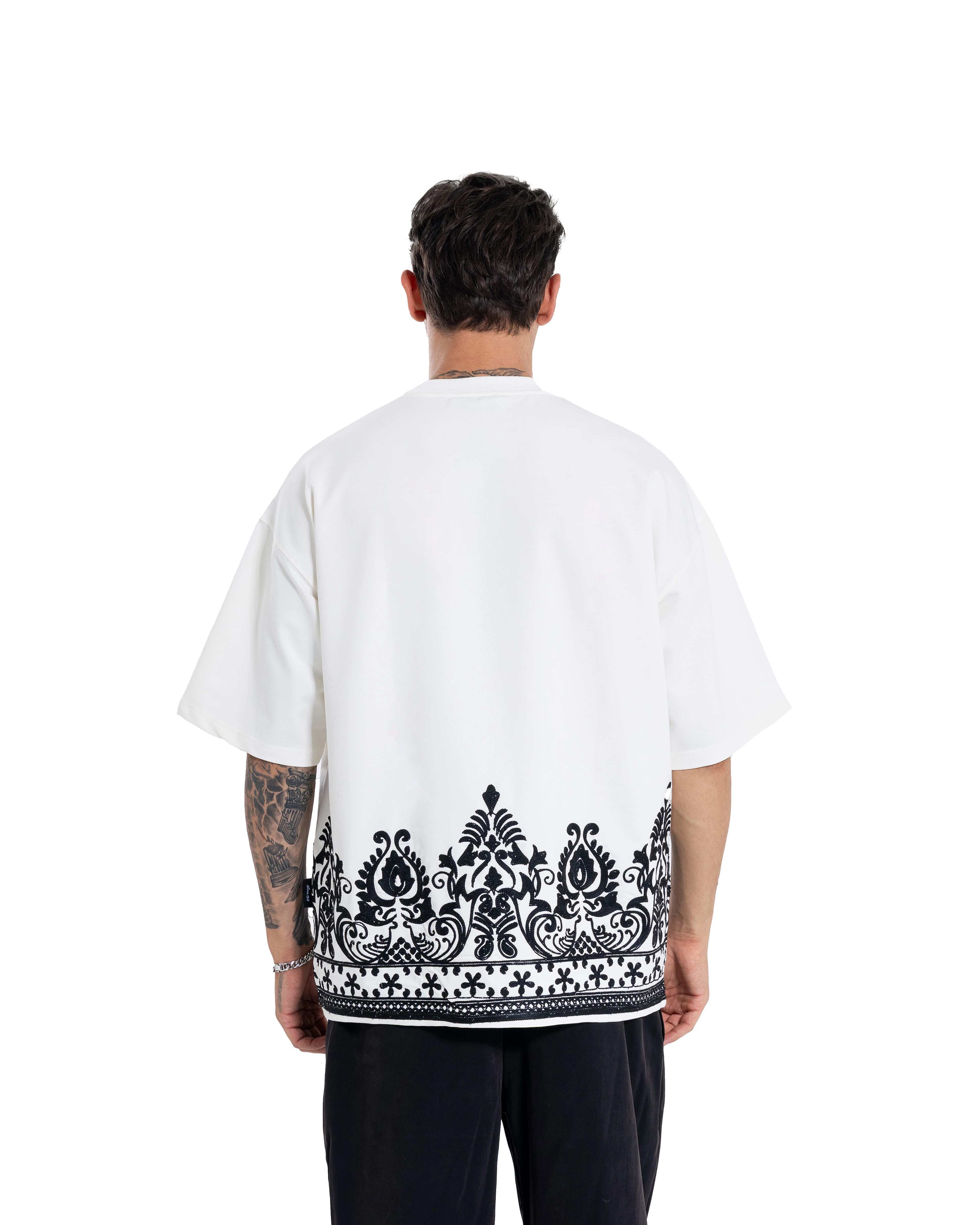 Ethnic Oversize Ekru Tişört