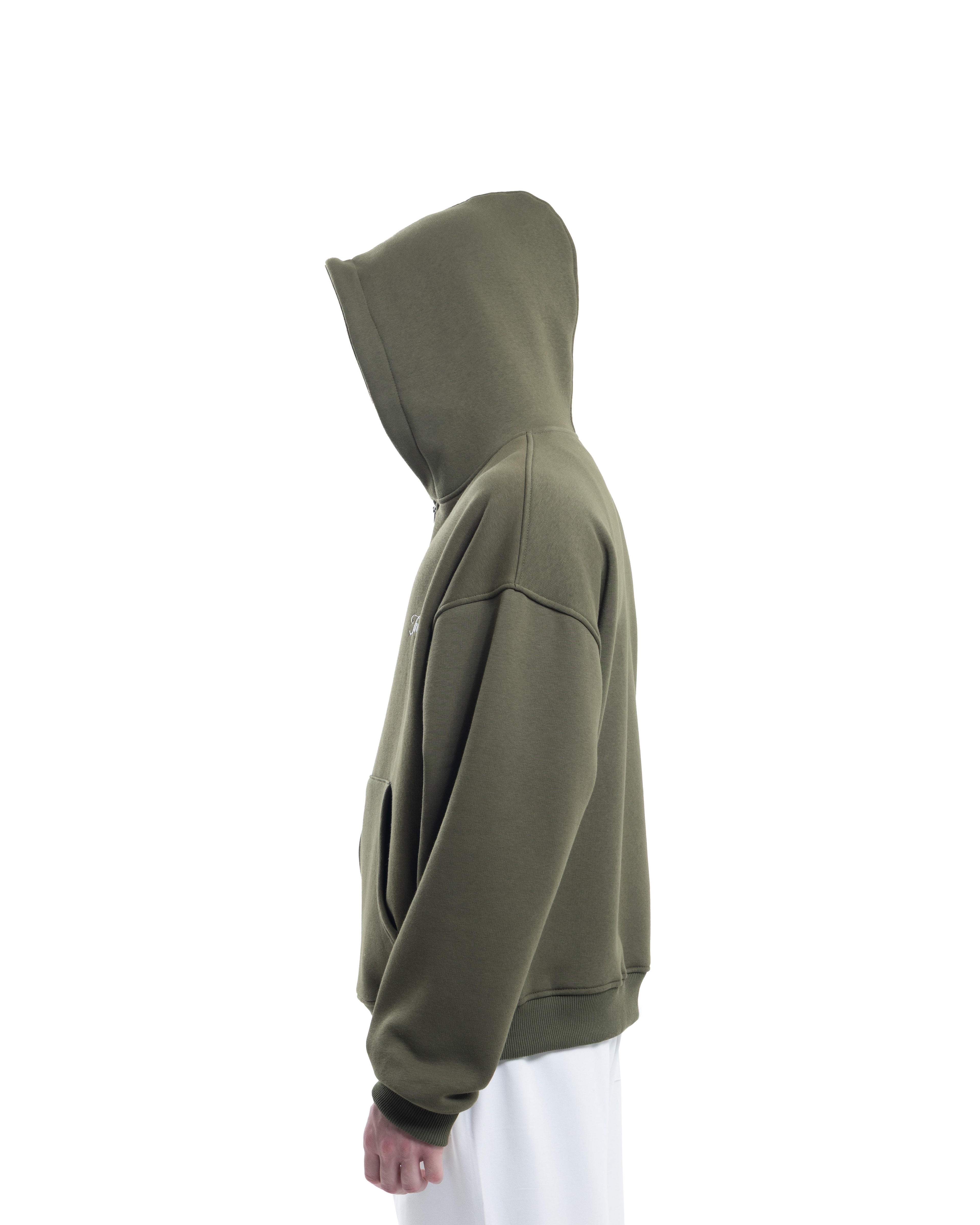 Haki Fermuarlı Basic Hodie