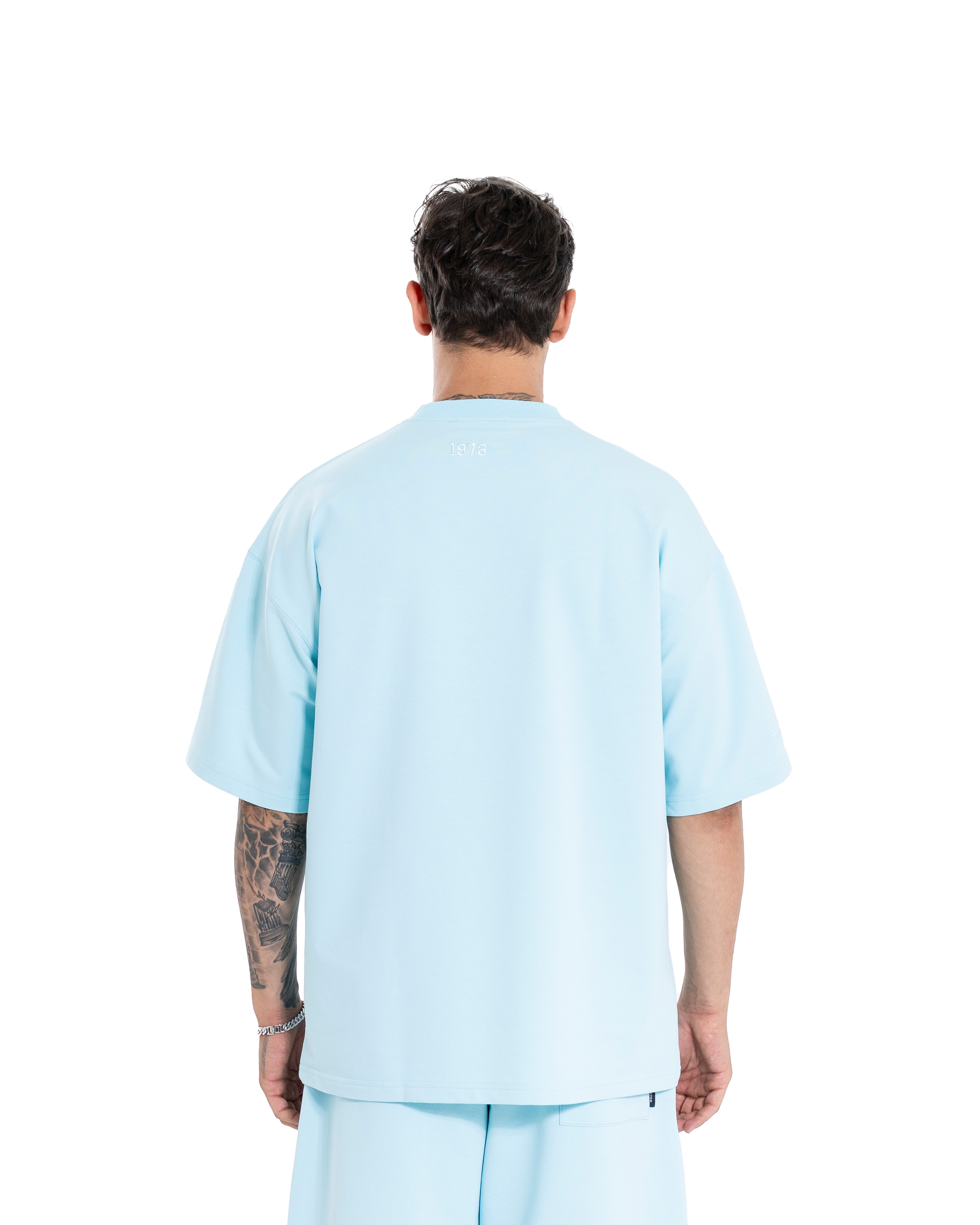 Buz Mavi Basic Oversize Tişört