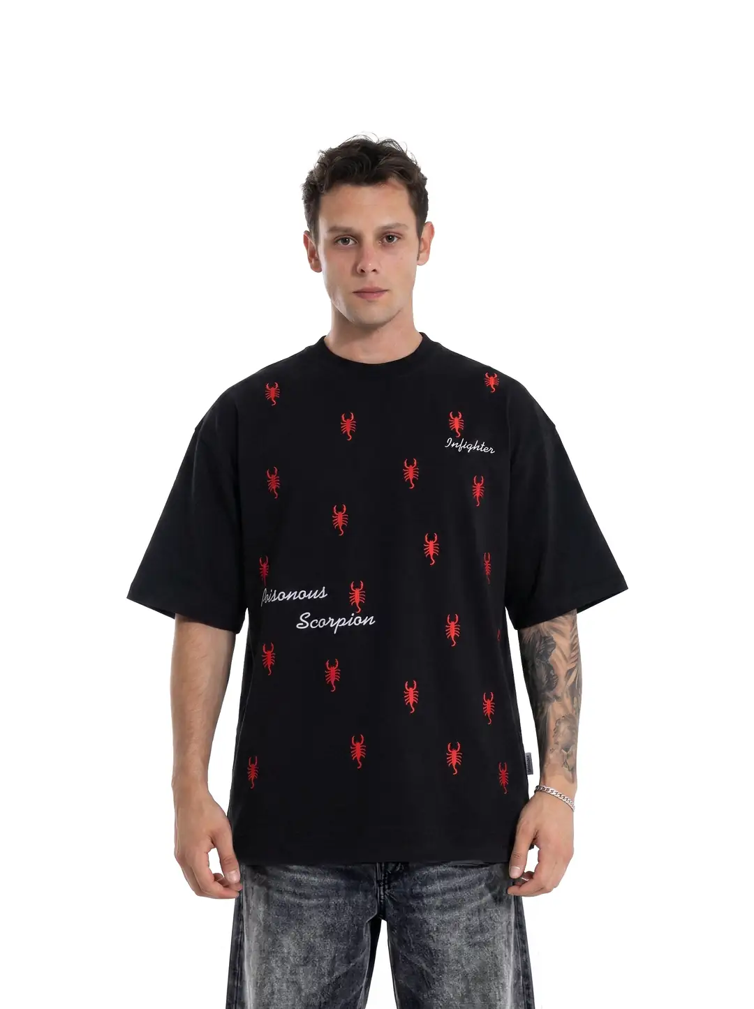 Scorpion Nakışlı Oversize Tişört
