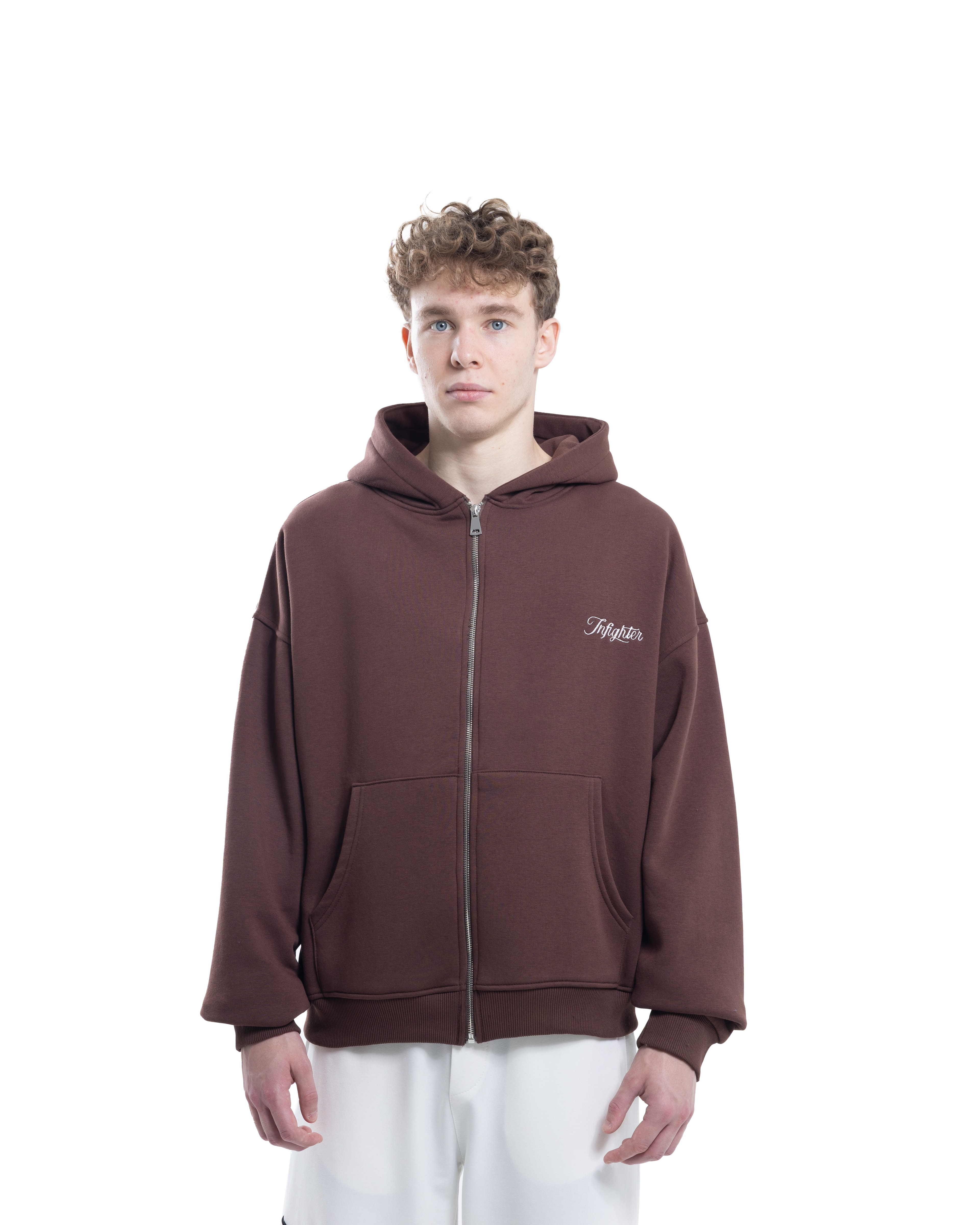 Kahve Fermuarlı Basic Hodie 