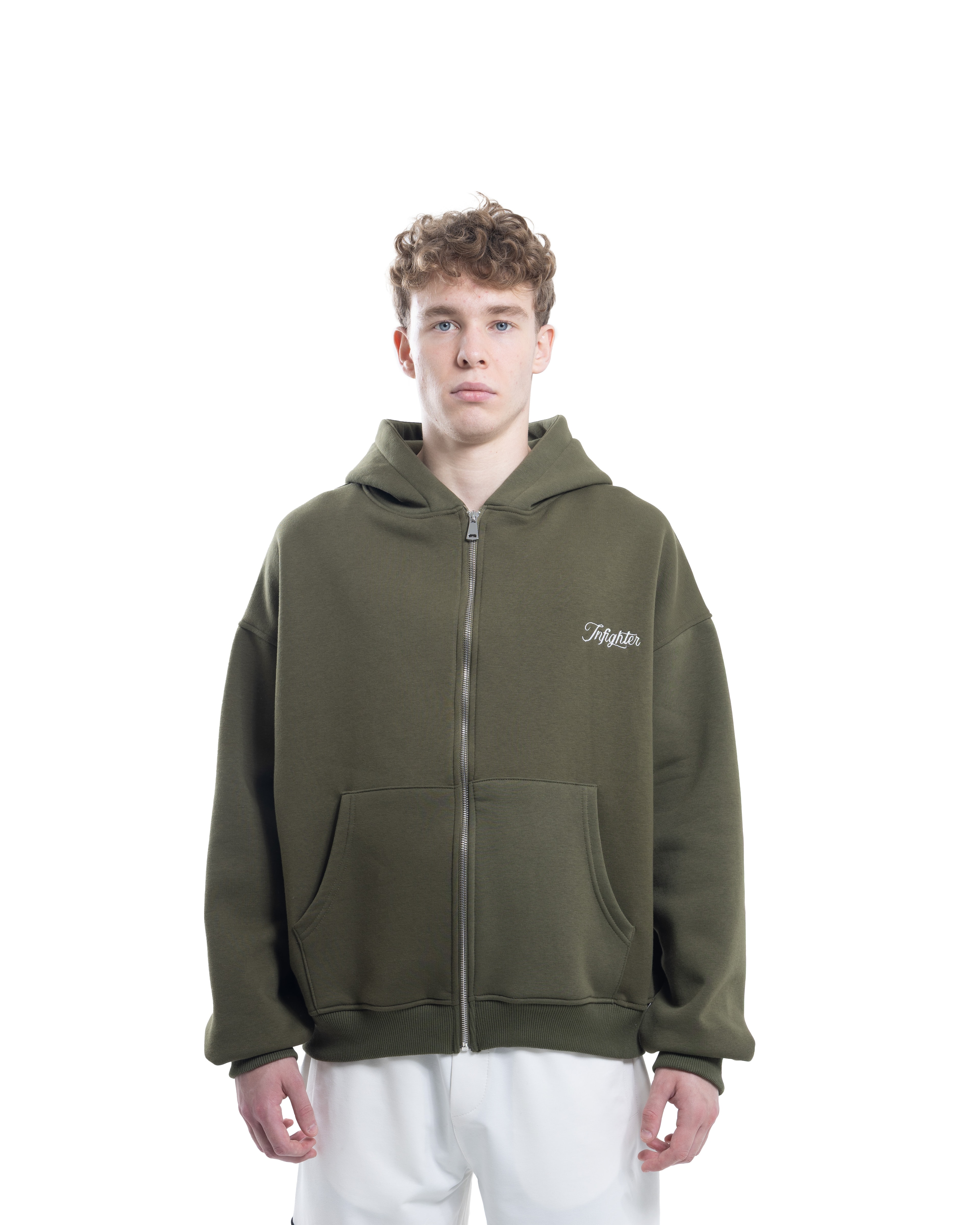 Haki Fermuarlı Basic Hodie
