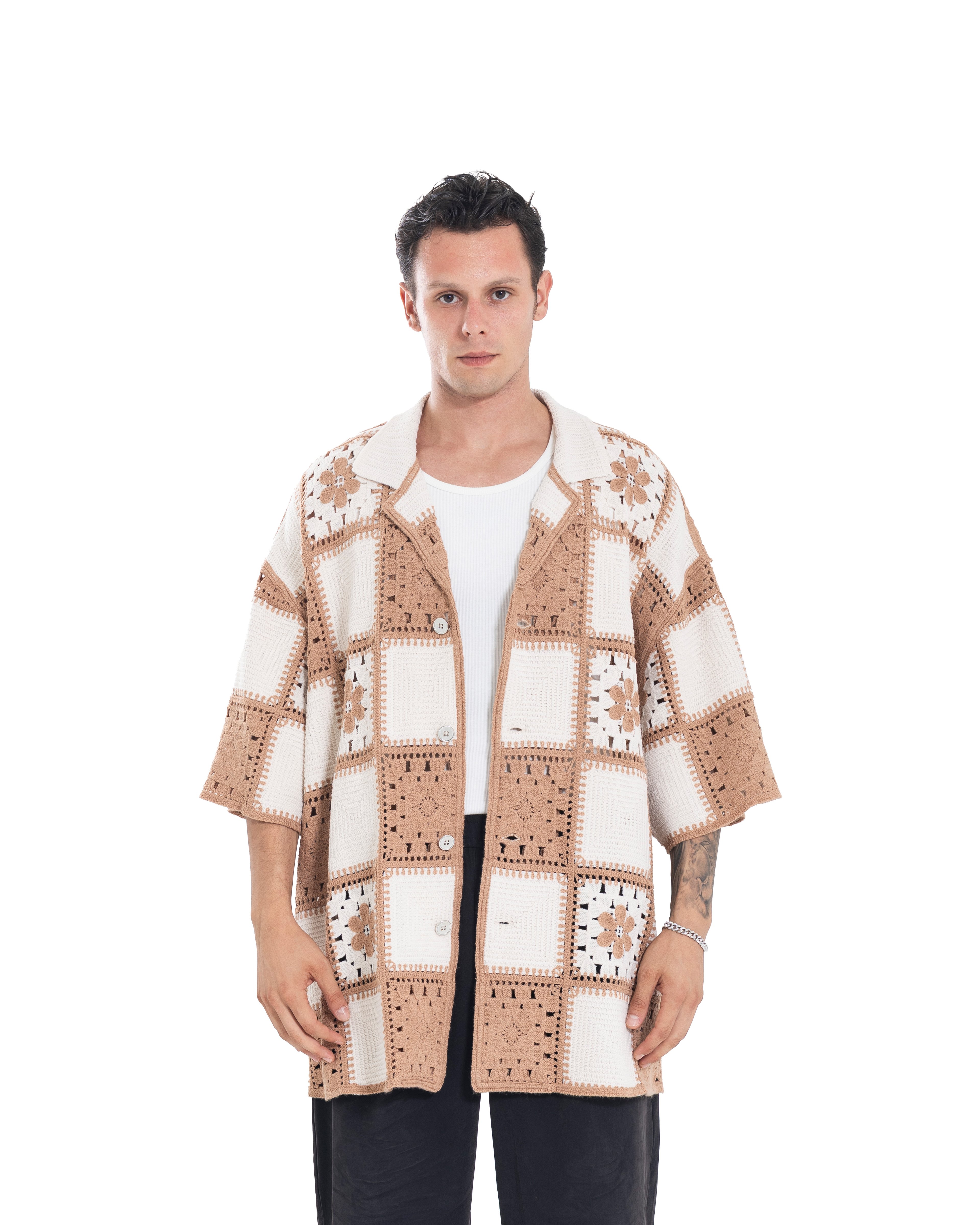 Unisex Knitted Garden Grid Shirt