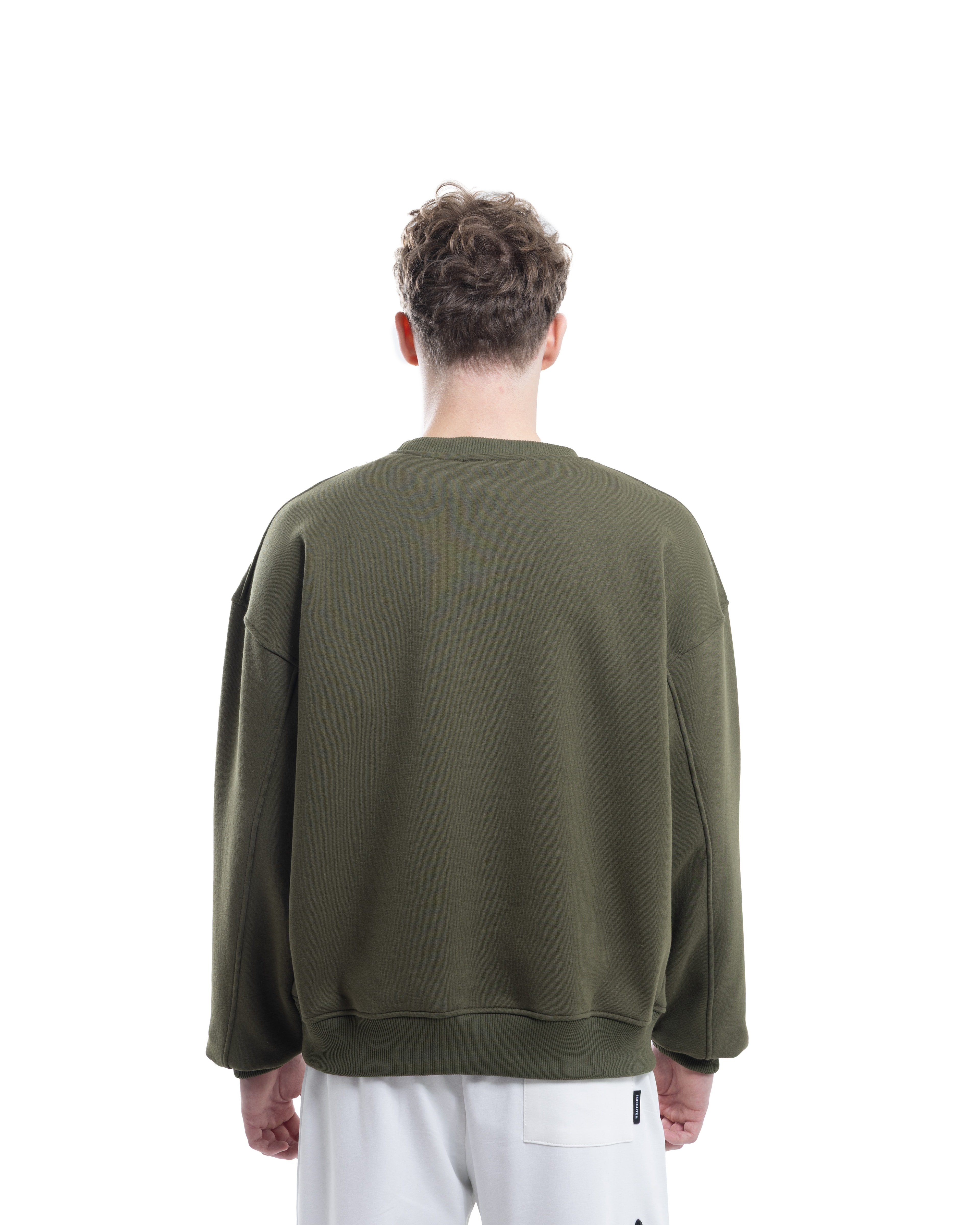 Haki Bisiklet Yaka Basıc Sweatshirt