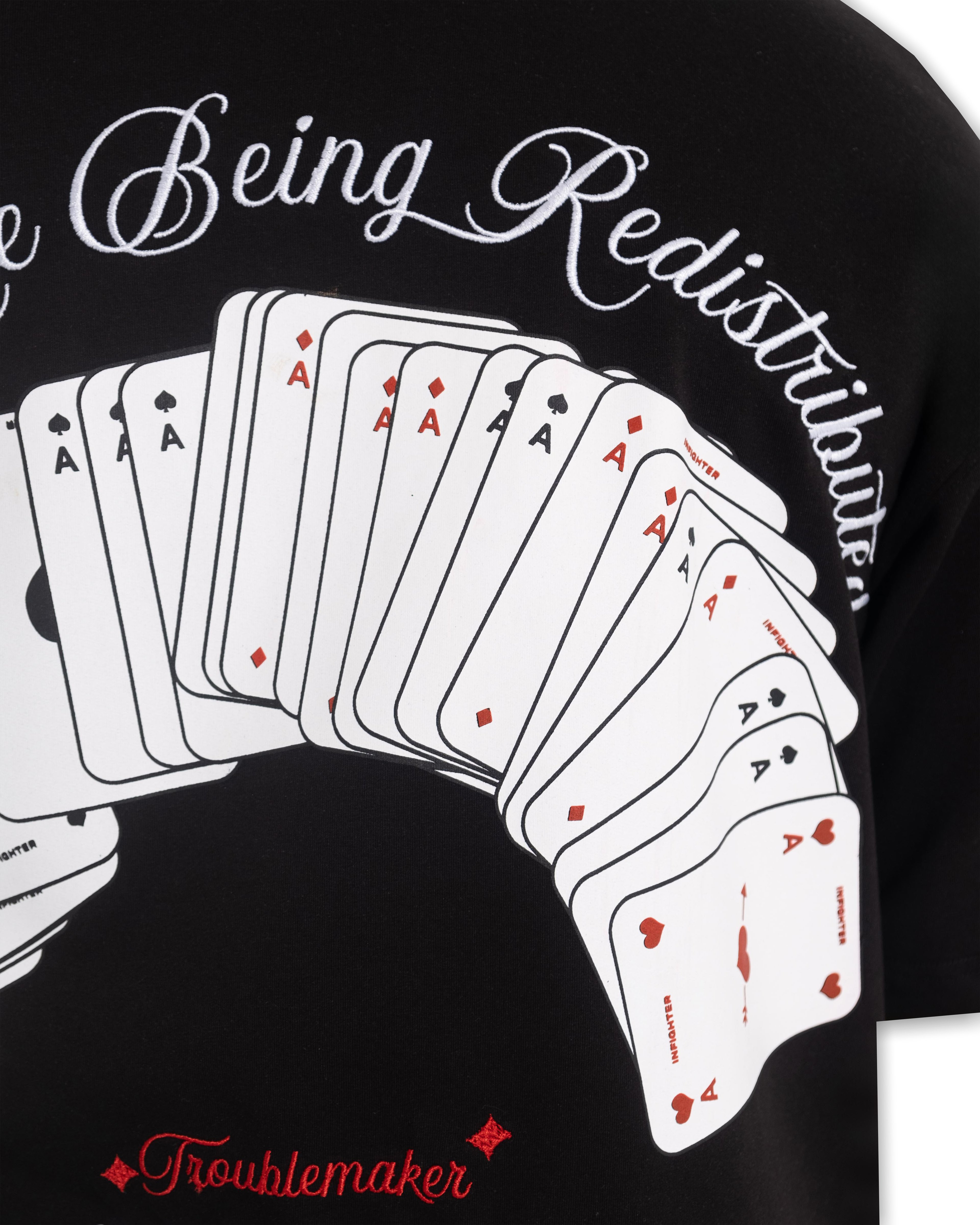 DıstrIbutın Cards Oversize Siyah Tişört