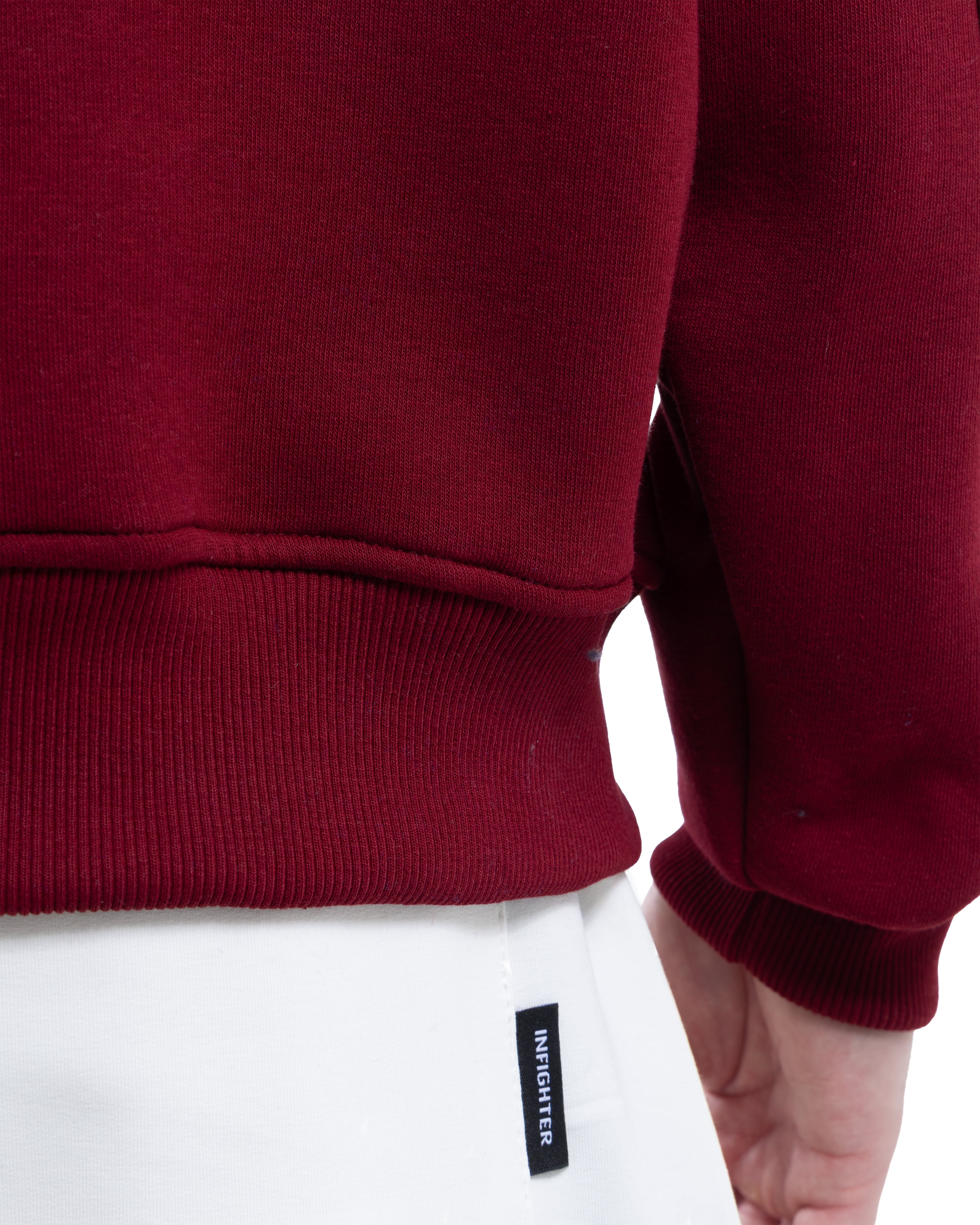 Bordo Bisiklet Yaka Basıc Sweatshirt