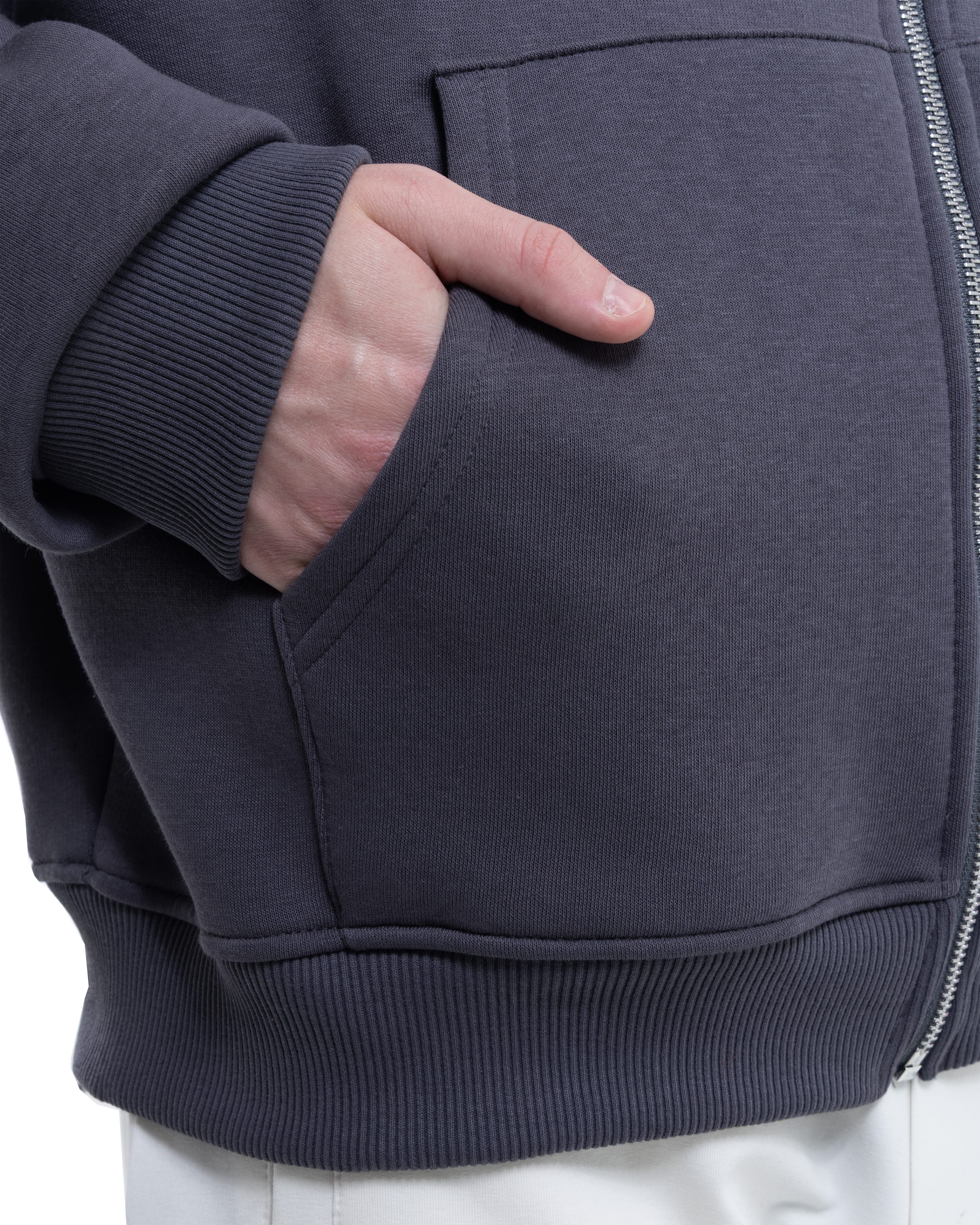 Füme Fermuarlı Basic Hodie