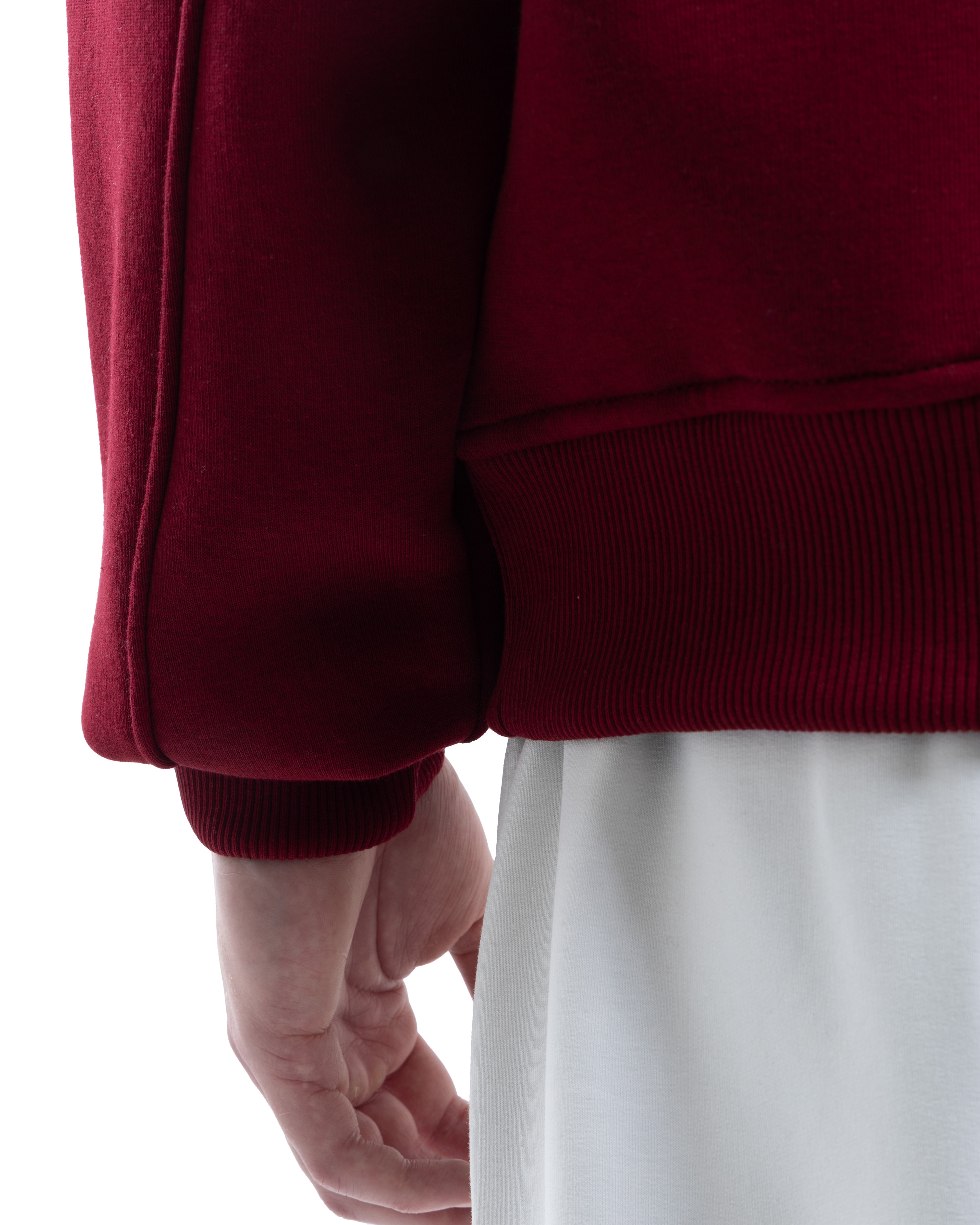 Bordo Bisiklet Yaka Basıc Sweatshirt