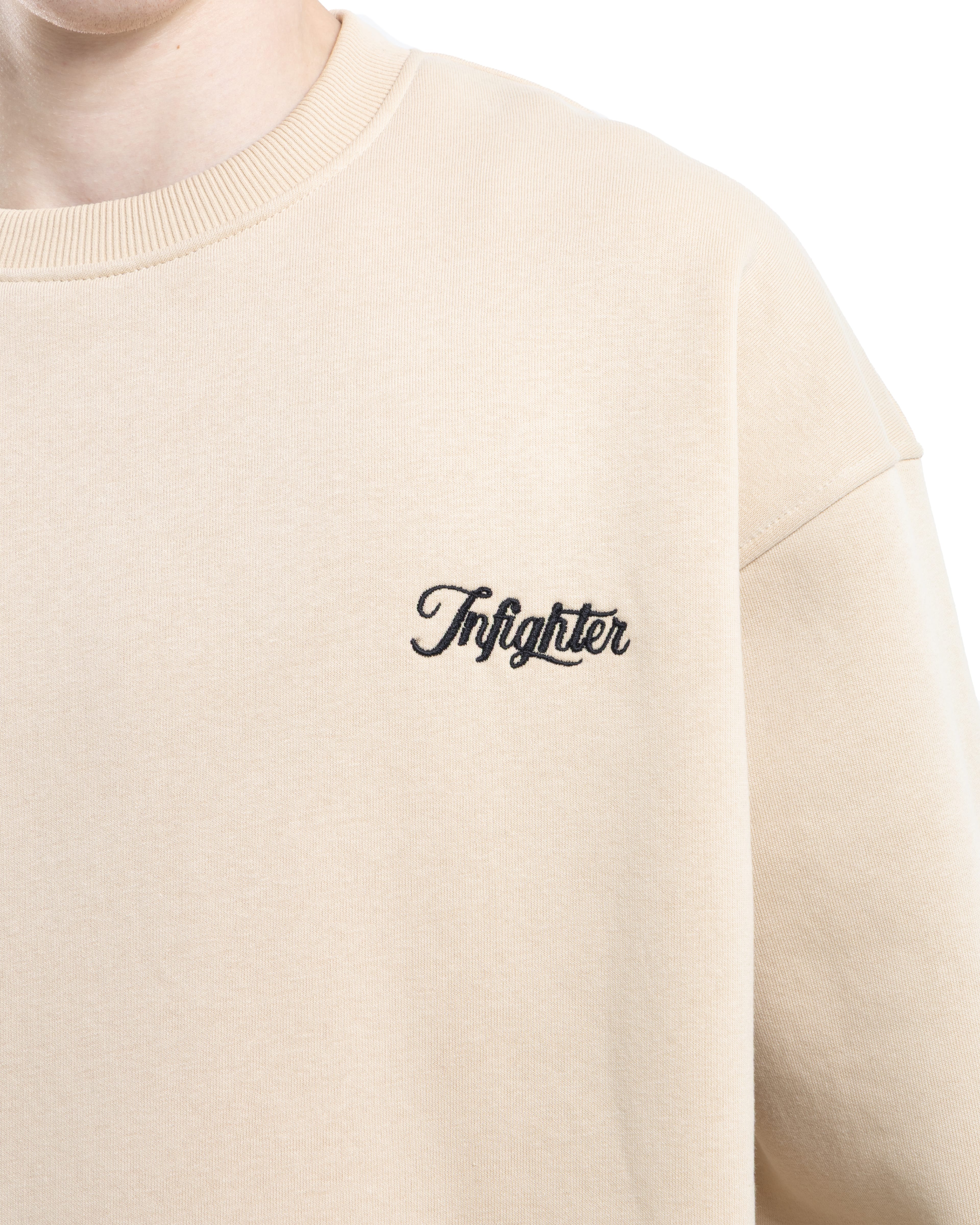 Bej Bisiklet Yaka Basıc Sweatshirt