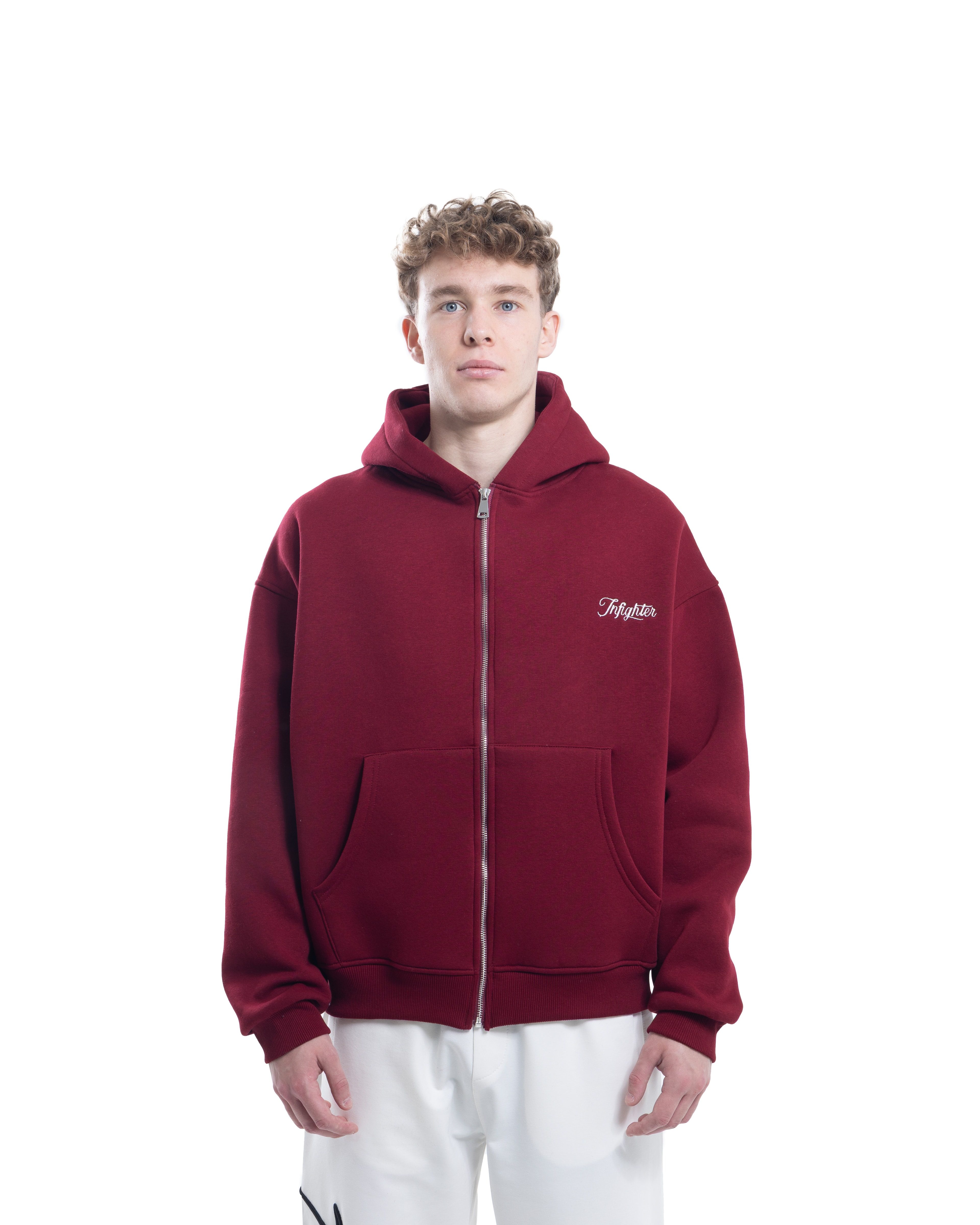 Bordo Fermuarlı Basic Hodie
