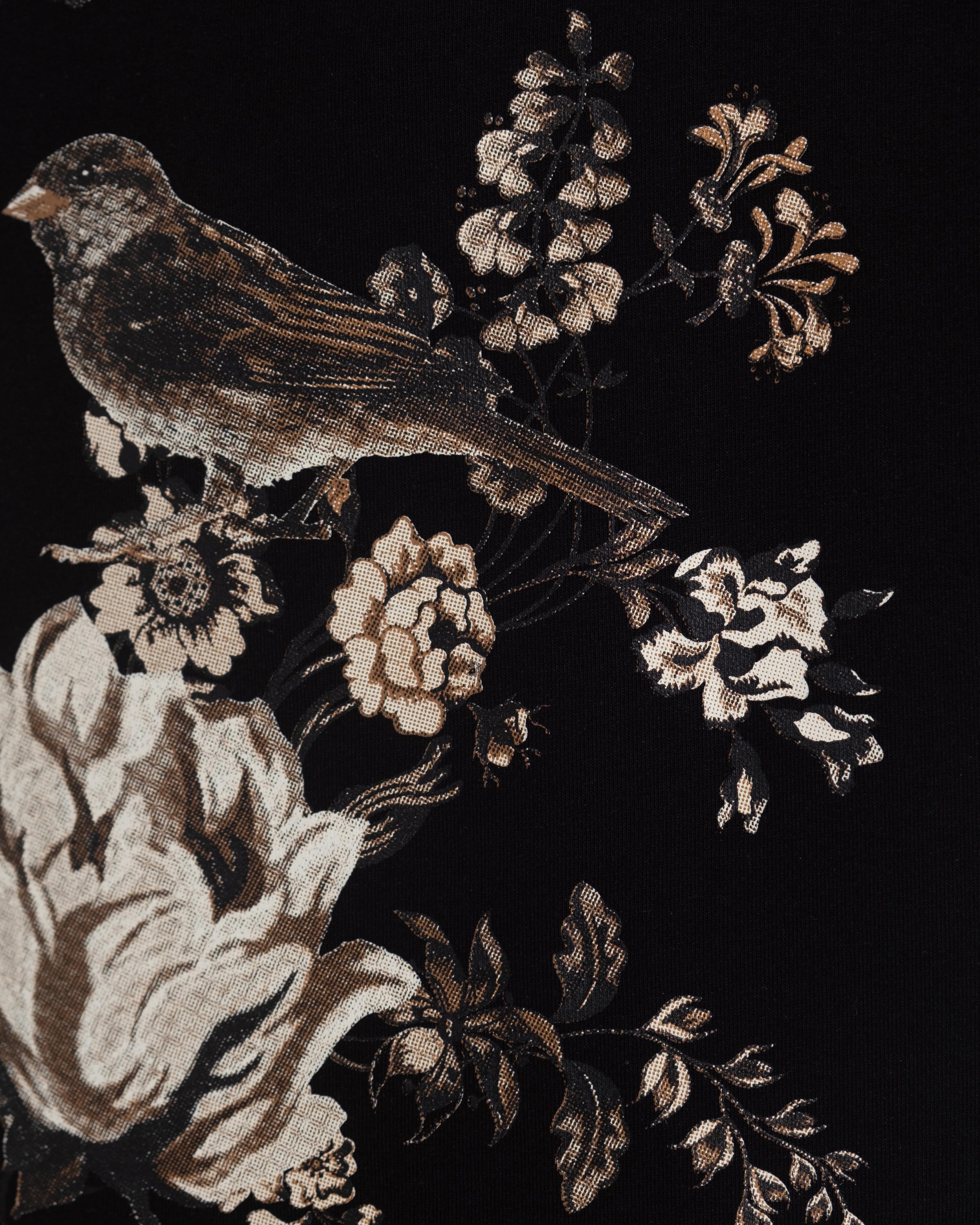 Nature And Birds Oversize Siyah Tişört