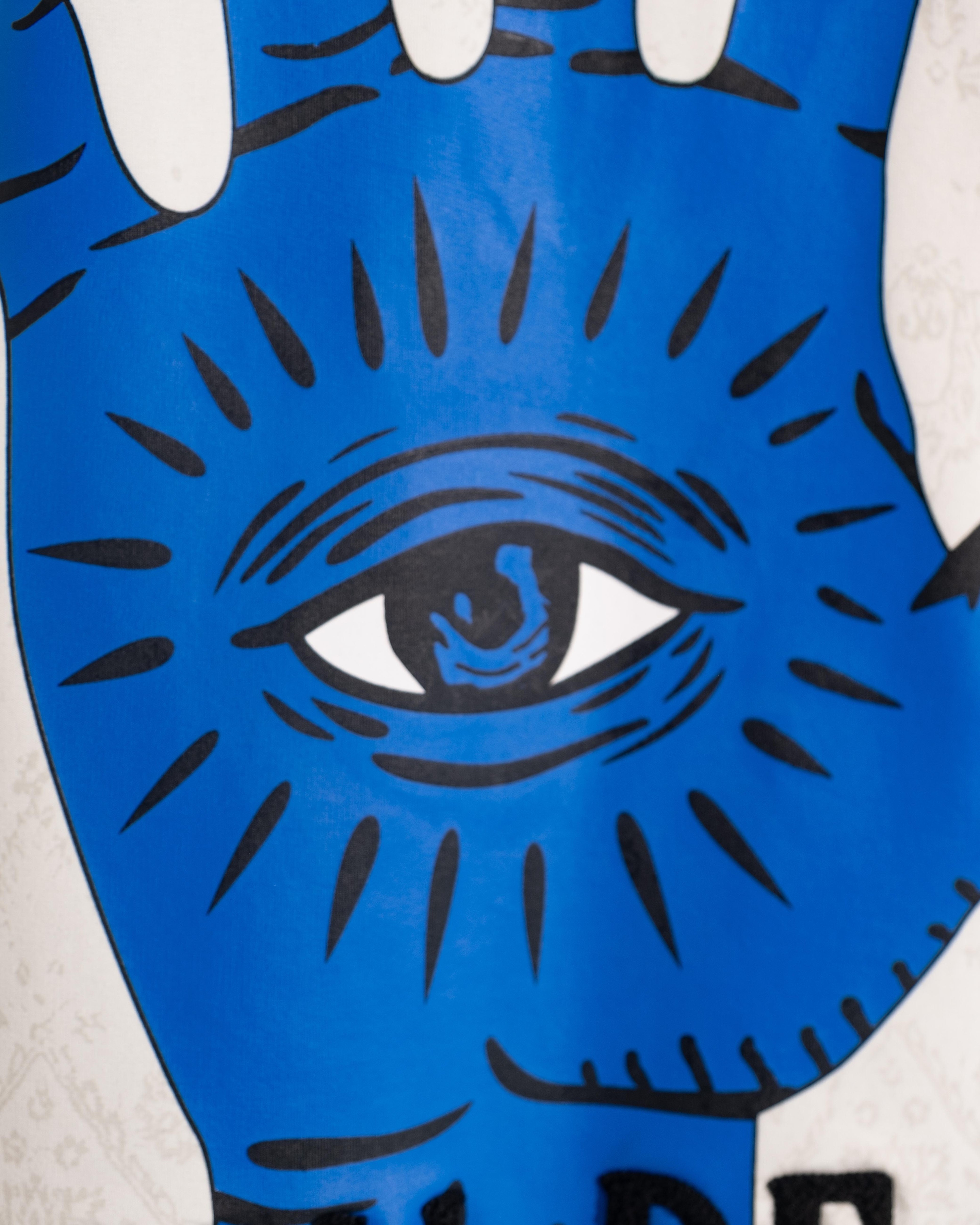 Erkek Kısa Kol Evil Eye Oversize Ekru Tişört