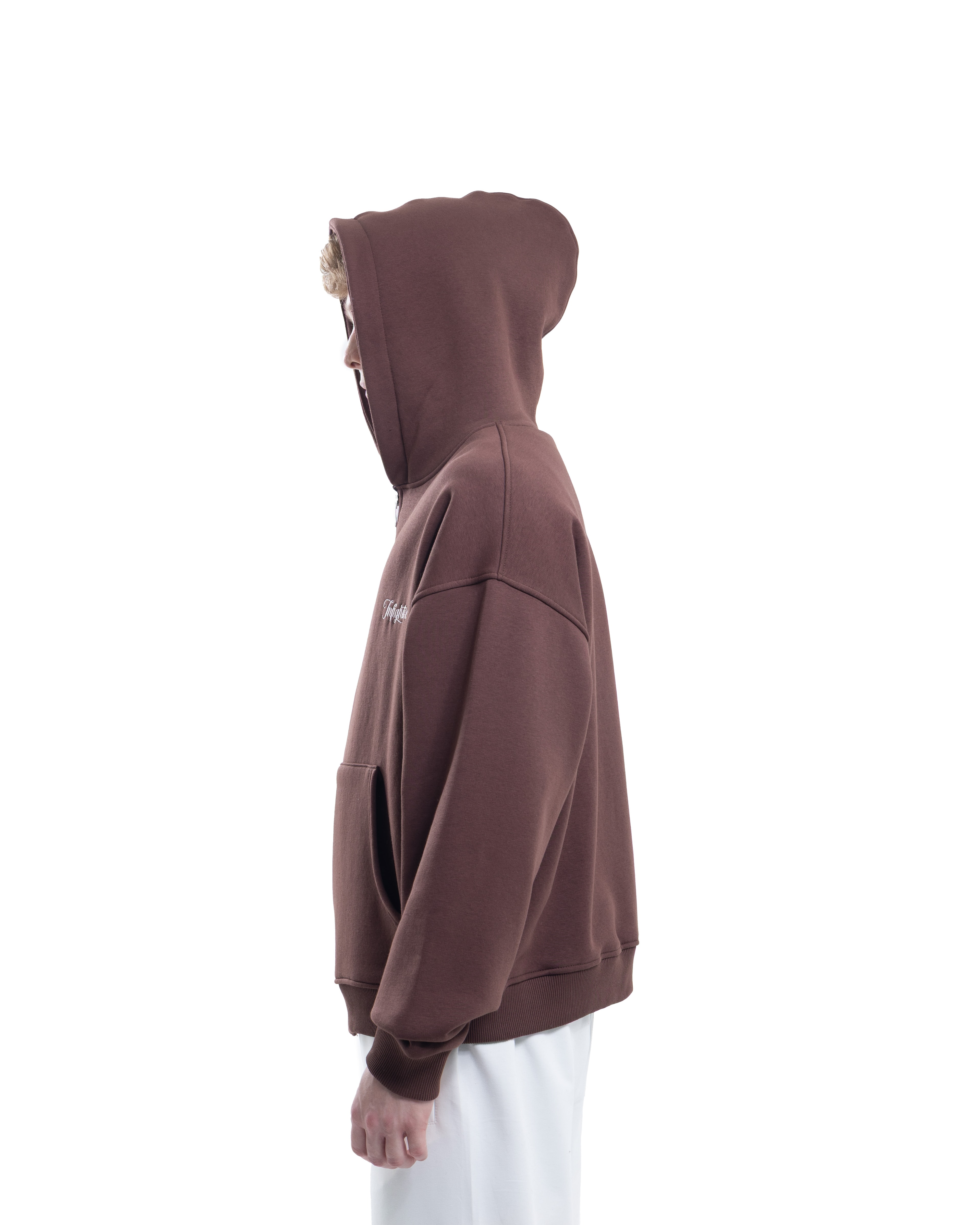 Kahve Fermuarlı Basic Hodie 