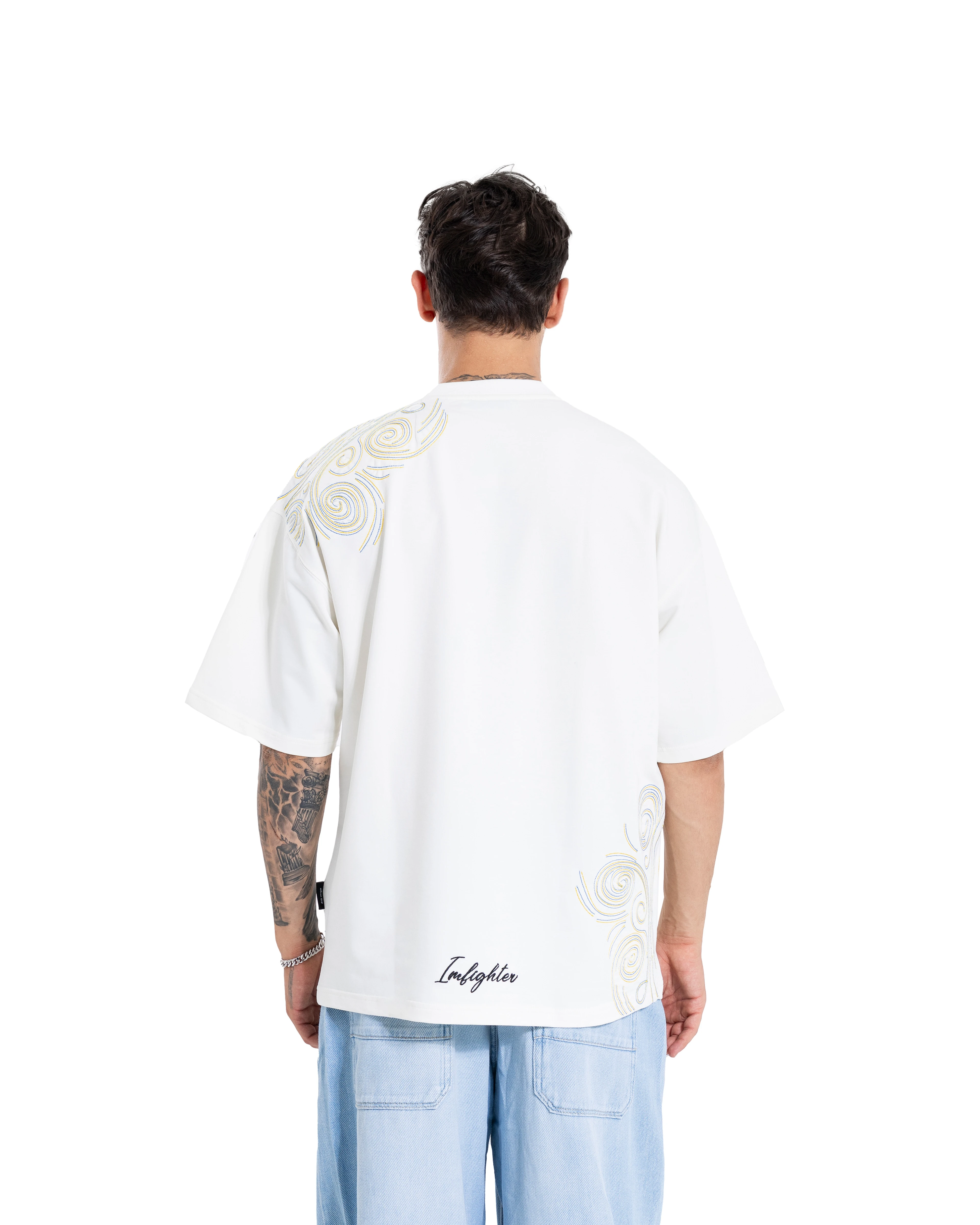 Waves Oversize Ekru Tişört